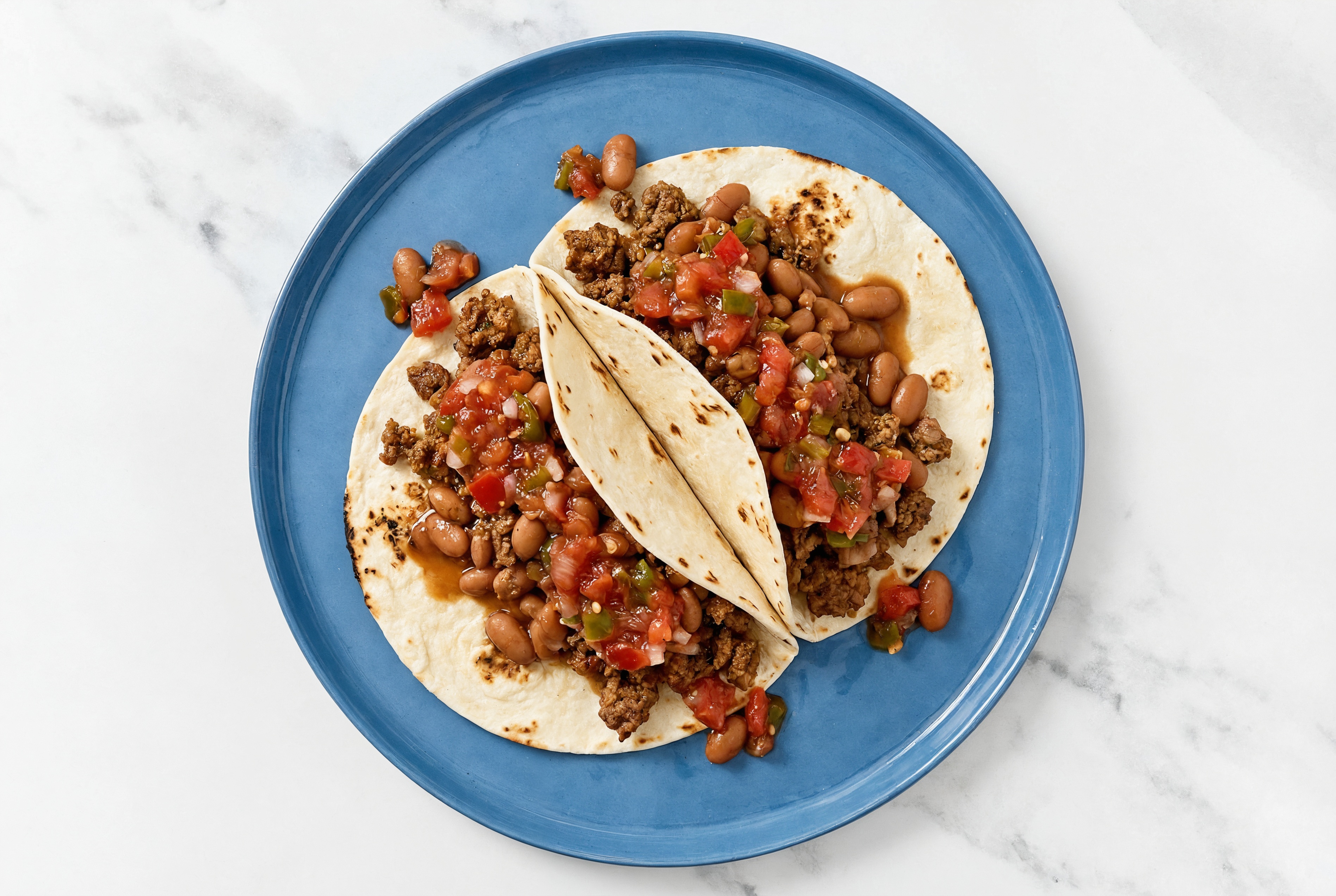 Mexican-Style Ground Beef Tacos with Pico De Gallo & Pinto Beans