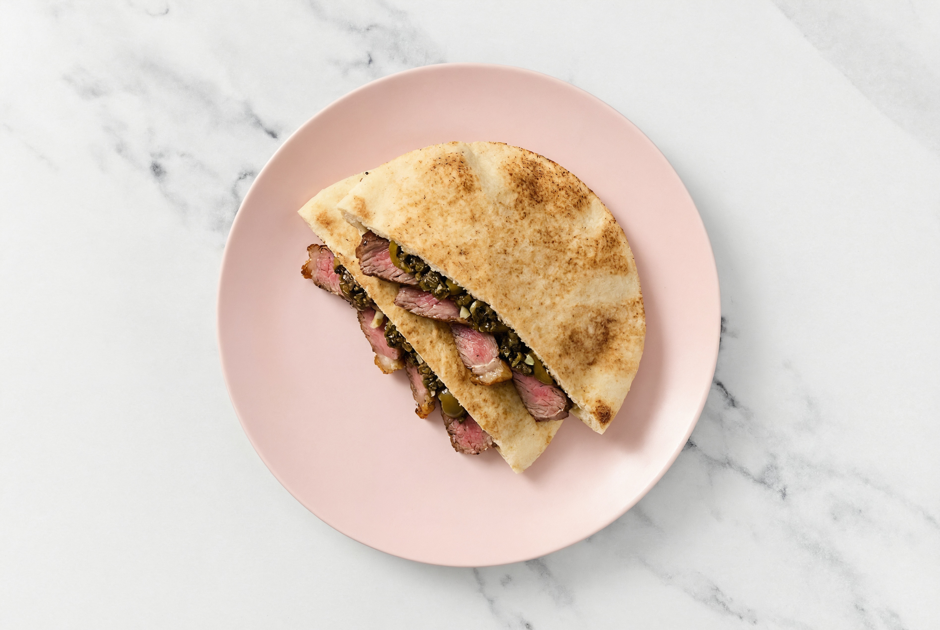 Ribeye Steak Traditional Pita + Roasted Garlic-Olive Tapenade