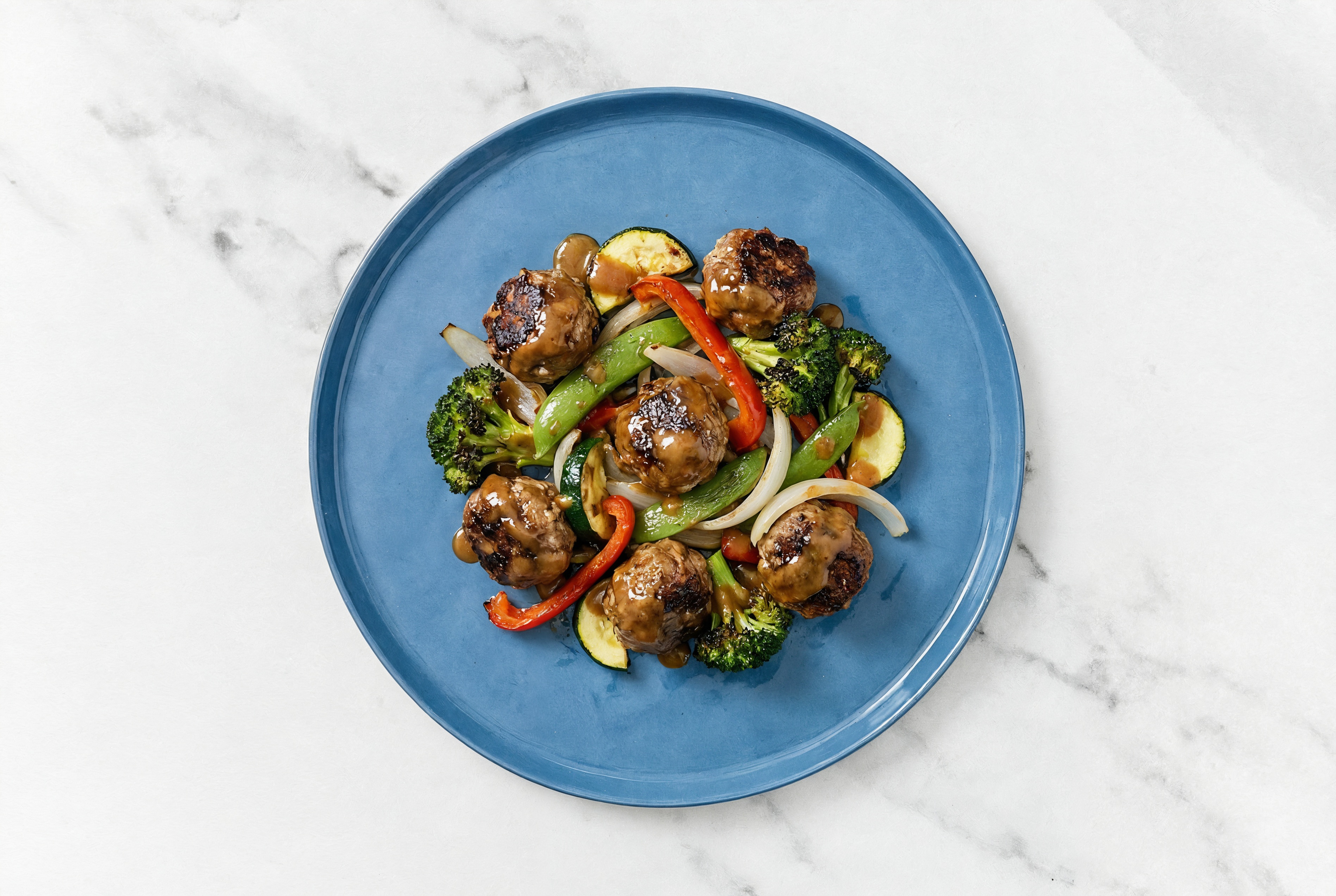 Thai Peanut Baked Lamb Meatballs & Veggies