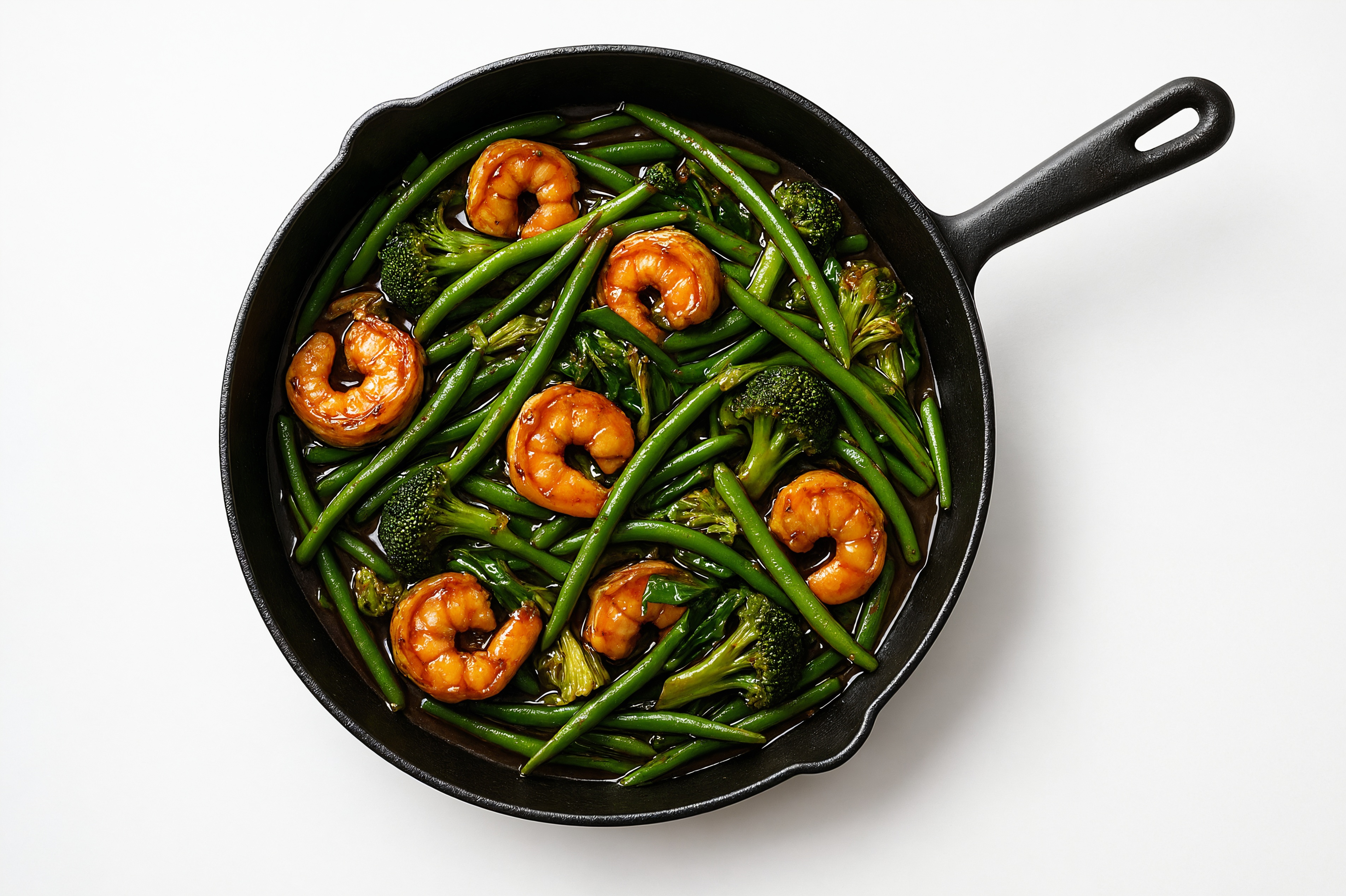 Japanese BBQ Shrimp Stir-Fry with Green Beans & Bok Choy
