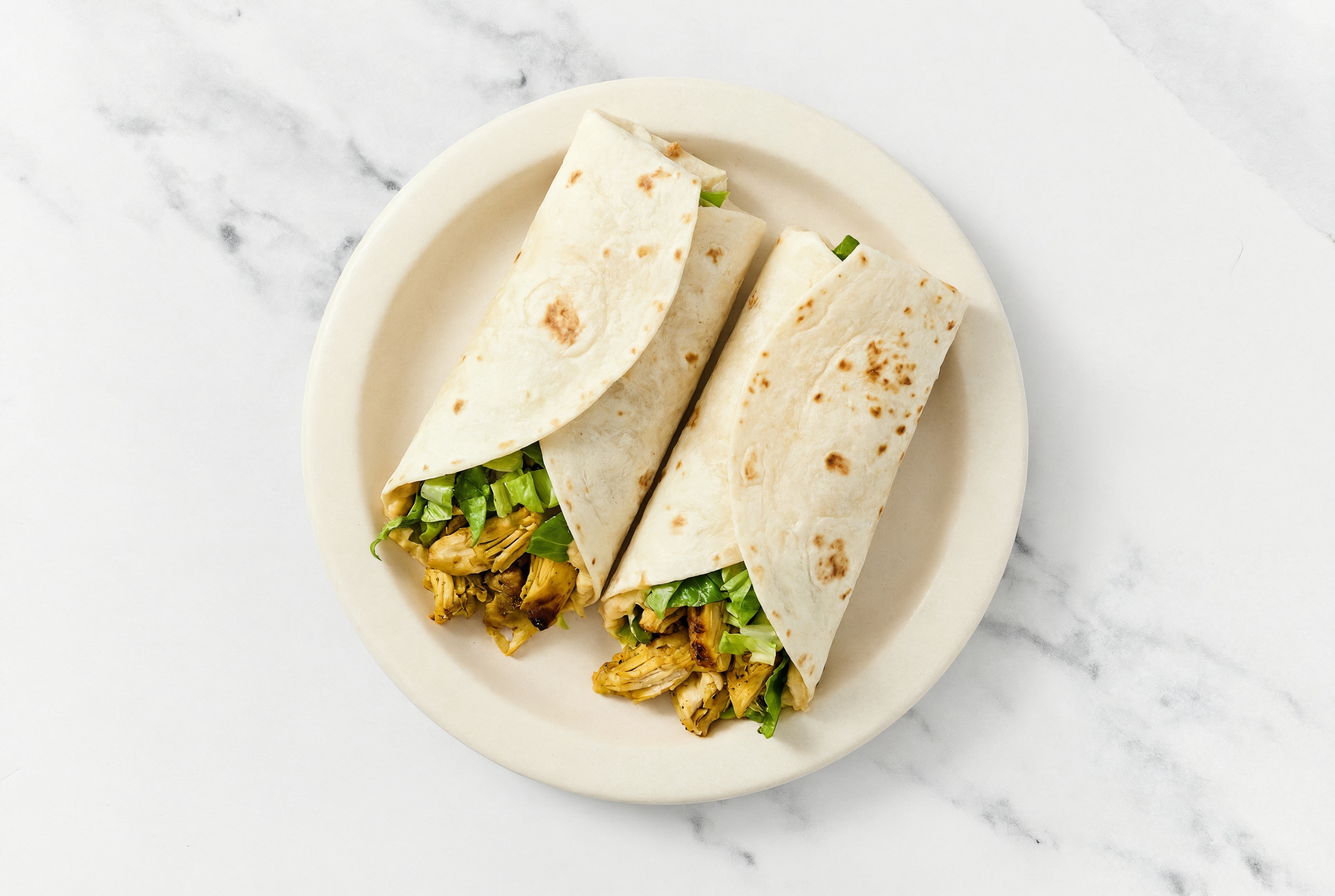 Shawarma Chicken + Lemony French Onion Hummus Wrap