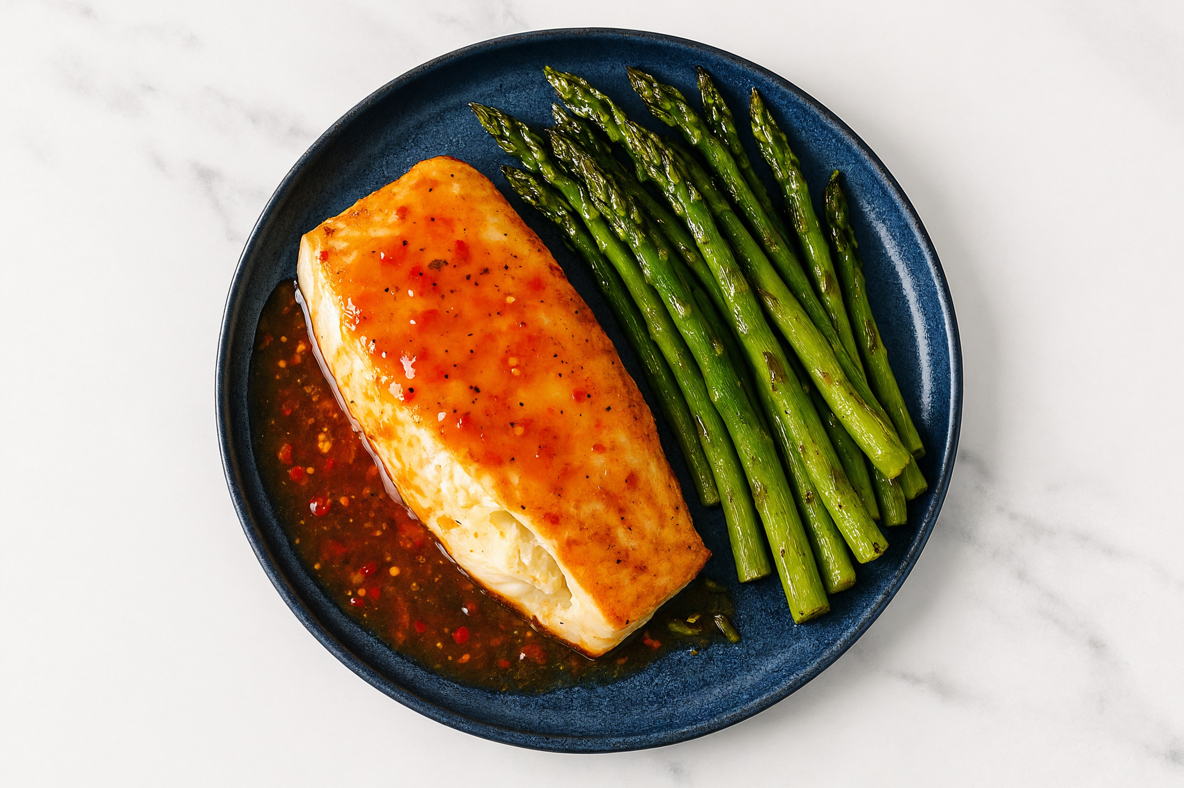 "Ricotta"-Stuffed Halibut + Asparagus