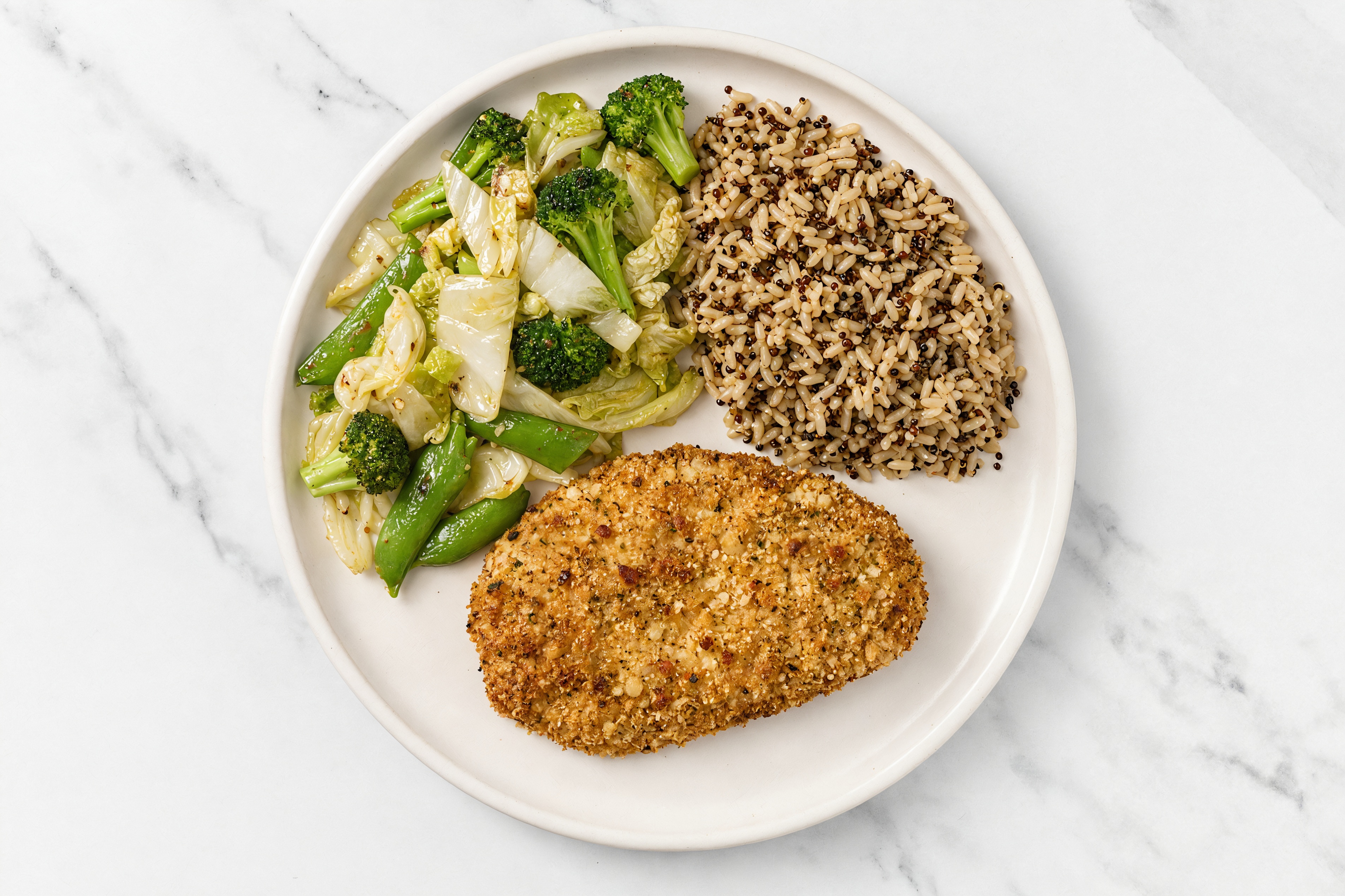 Parmesan Breaded Chicken Cutlet with Bok Choy & Brown Rice