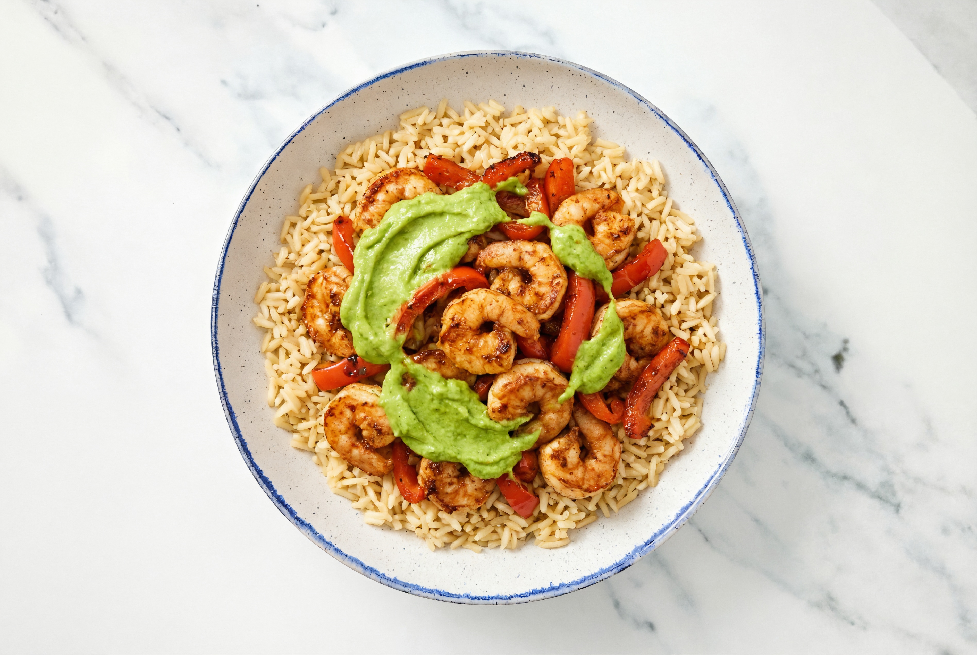Spicy Shrimp Fajita Bowl with Bone Broth Rice