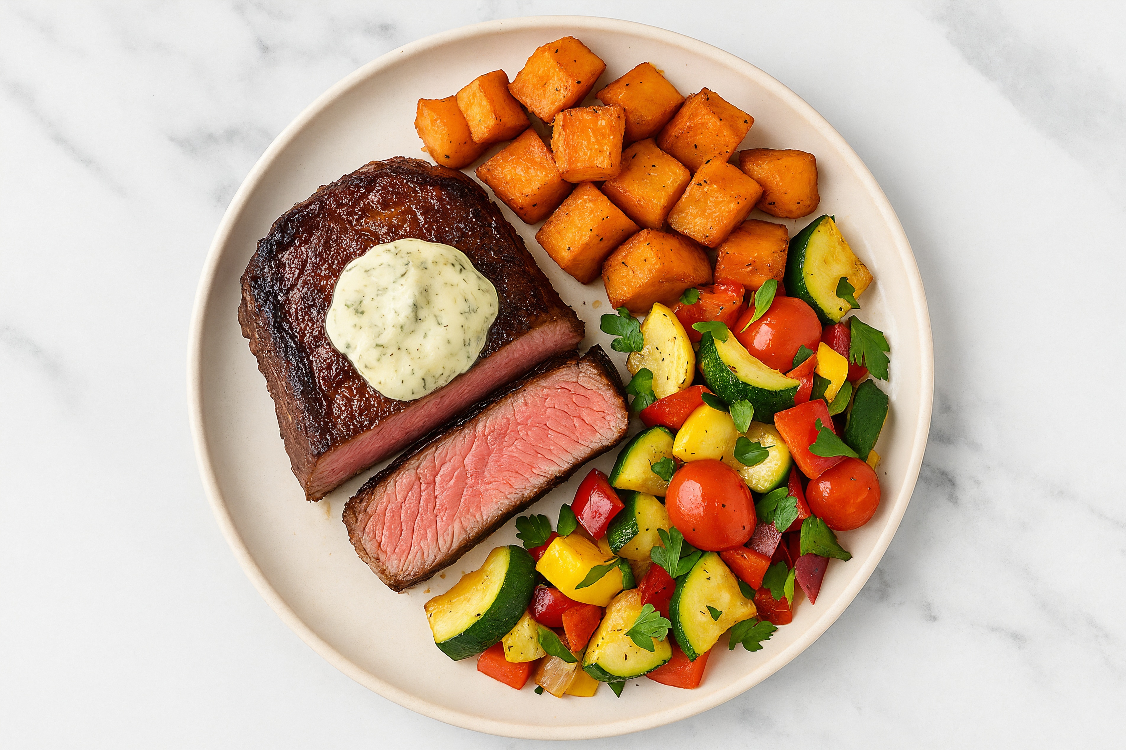 Herby Dill NY Wagyu Strip Steak + Summer Veggies