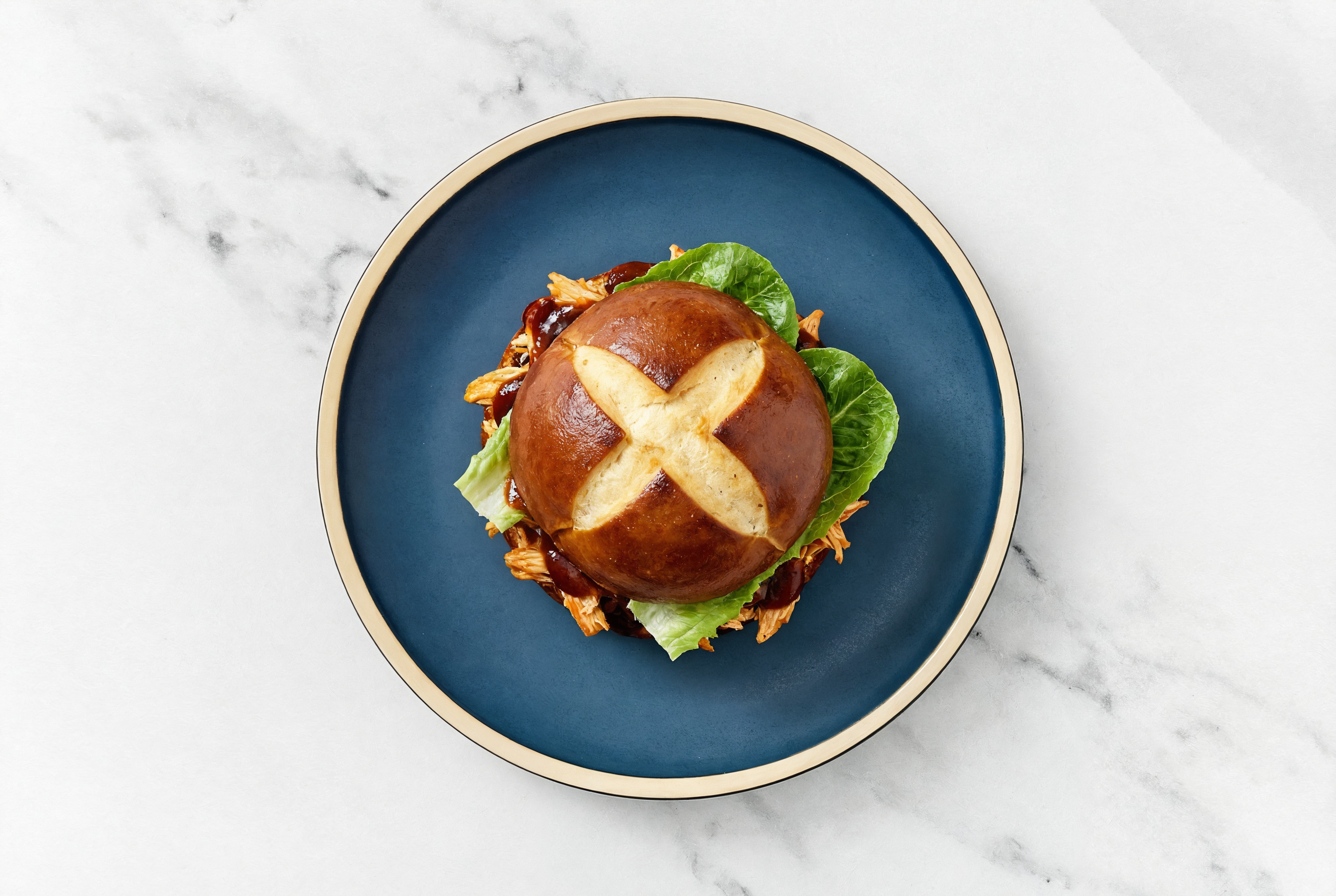 Sweet Chile BBQ Pulled Chicken Sandwich with Original BBQ Sauce