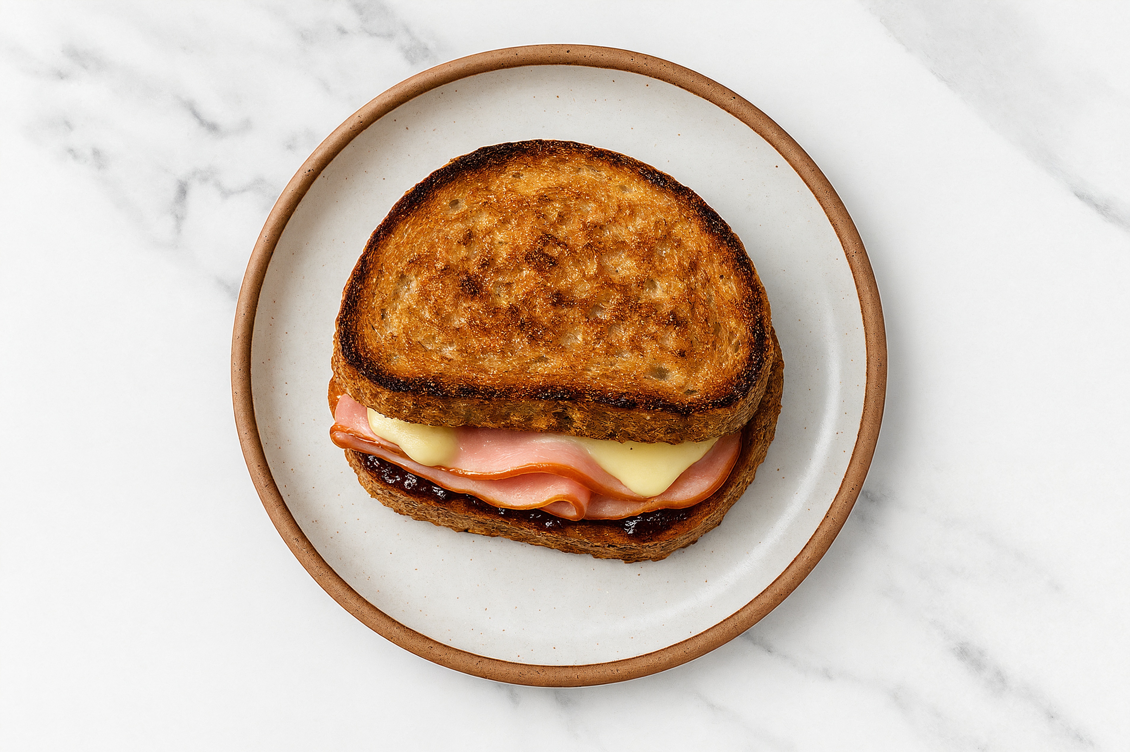 Ham, Havarti + Strawberry Jam Multgrain Sourdough Grilled Cheese