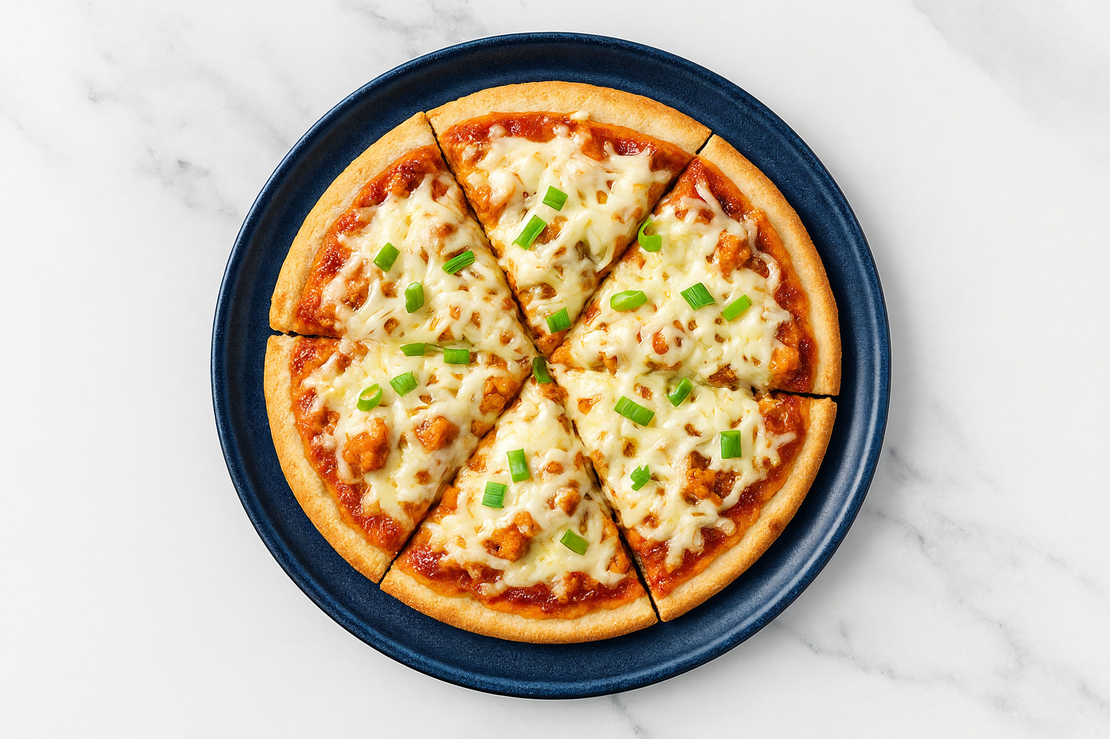 Spiced Tikka Sweet Potato Pizza with "Mozzarella" + Fresh Scallions
