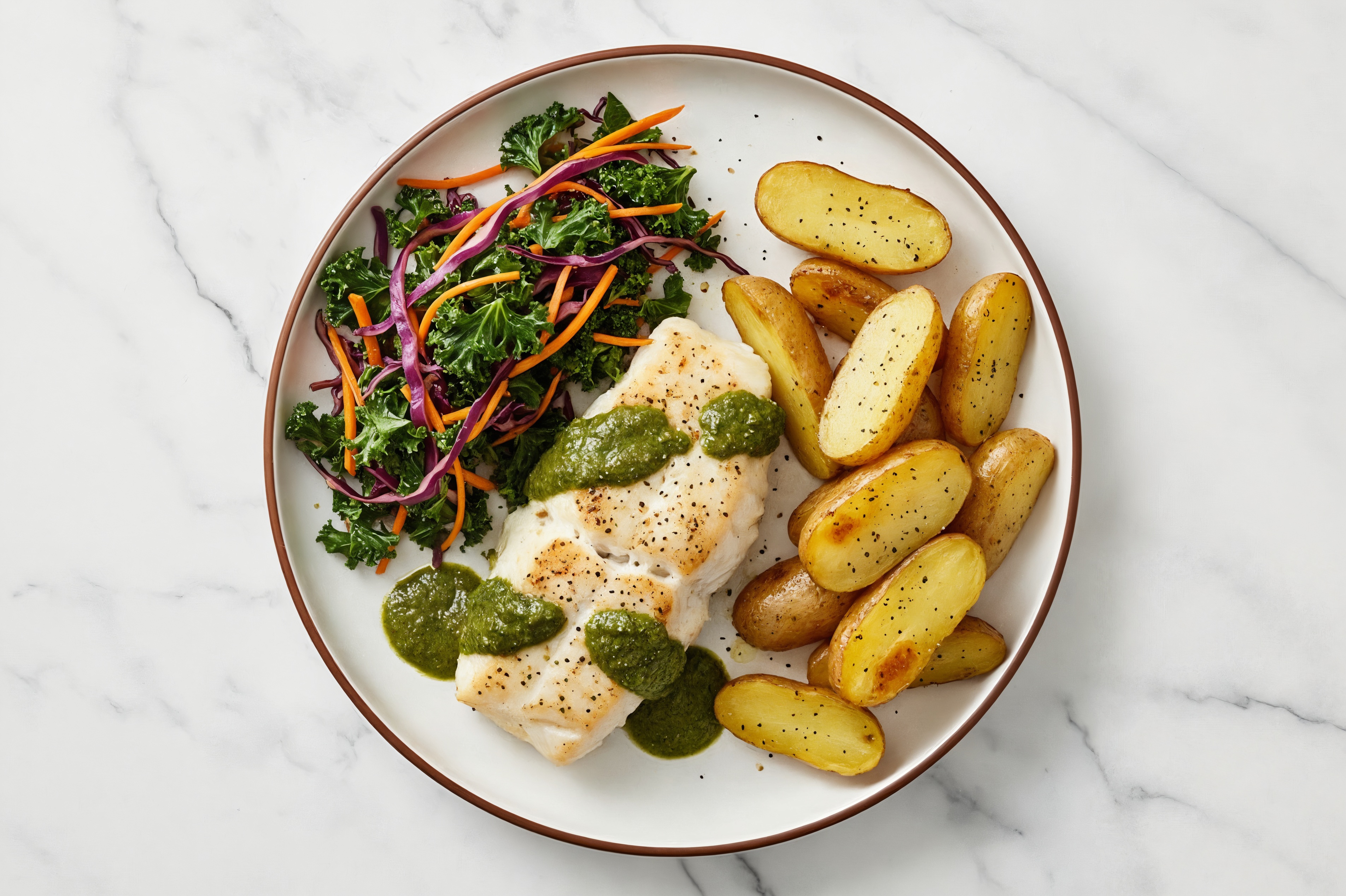 Oven Roasted Cod with Chimichurri + Rainbow Veggies