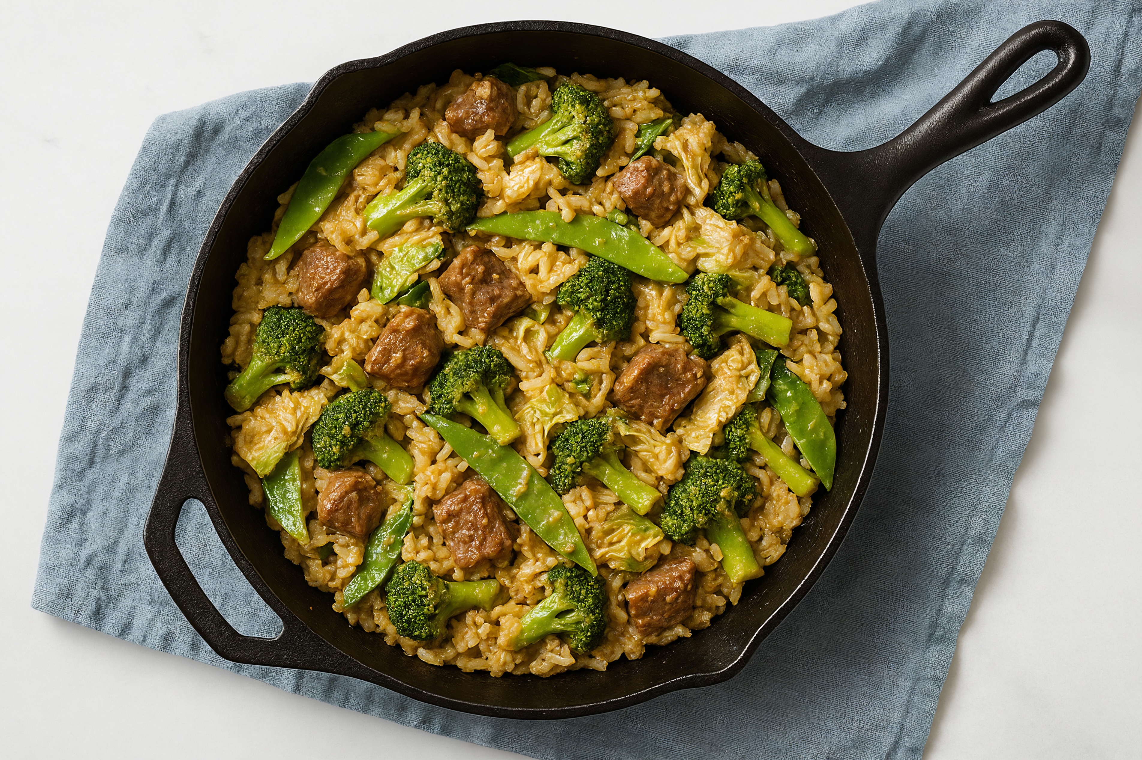 Thai Peanut Bok Choy + Bison Stir-Fry with Long Grain White Rice