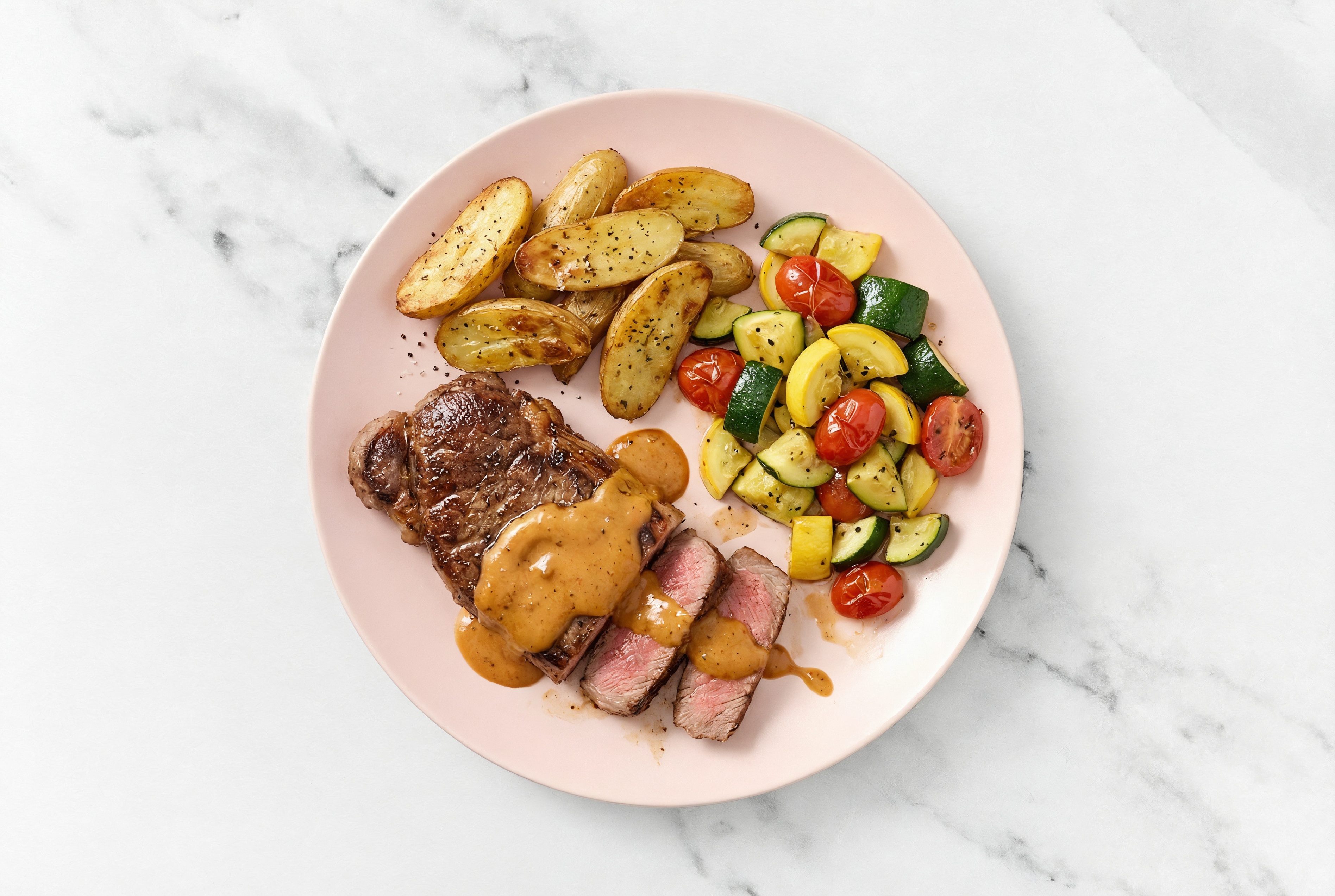 BBQ NY Strip Steak + Summer Veggies