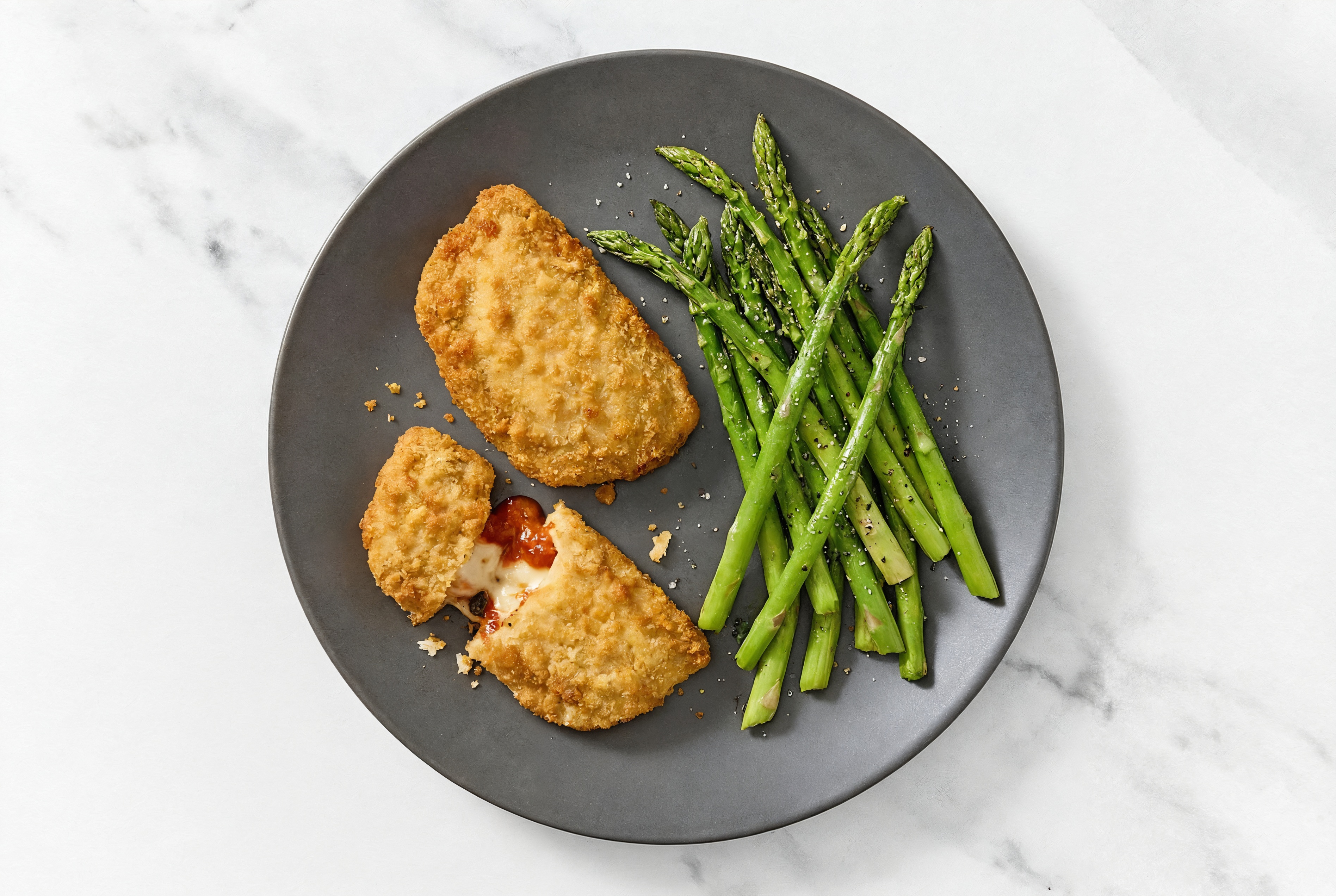 "Chicken" Parm with Asparagus