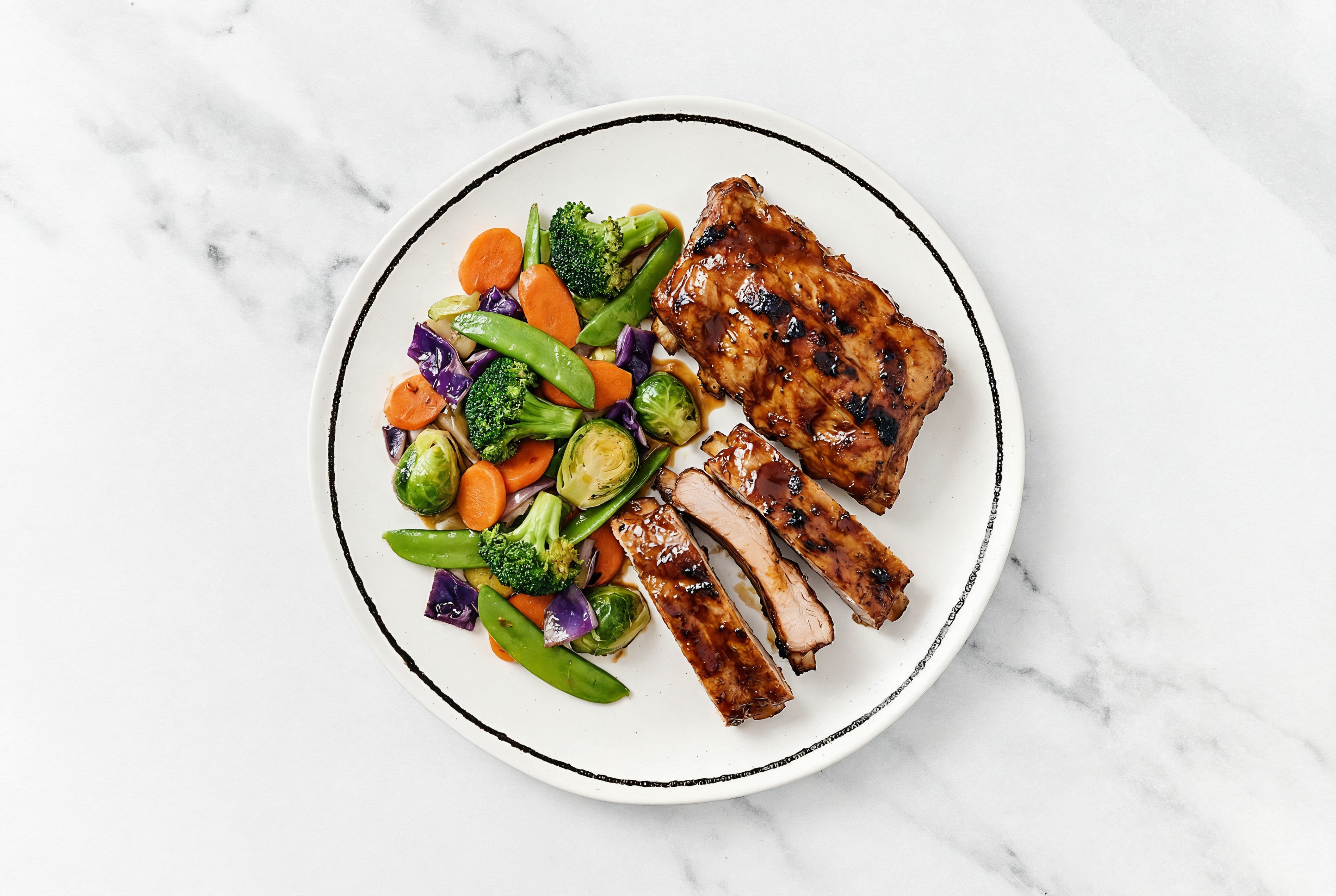 Teriyaki Baby Back Ribs + Quick Skillet Veggies