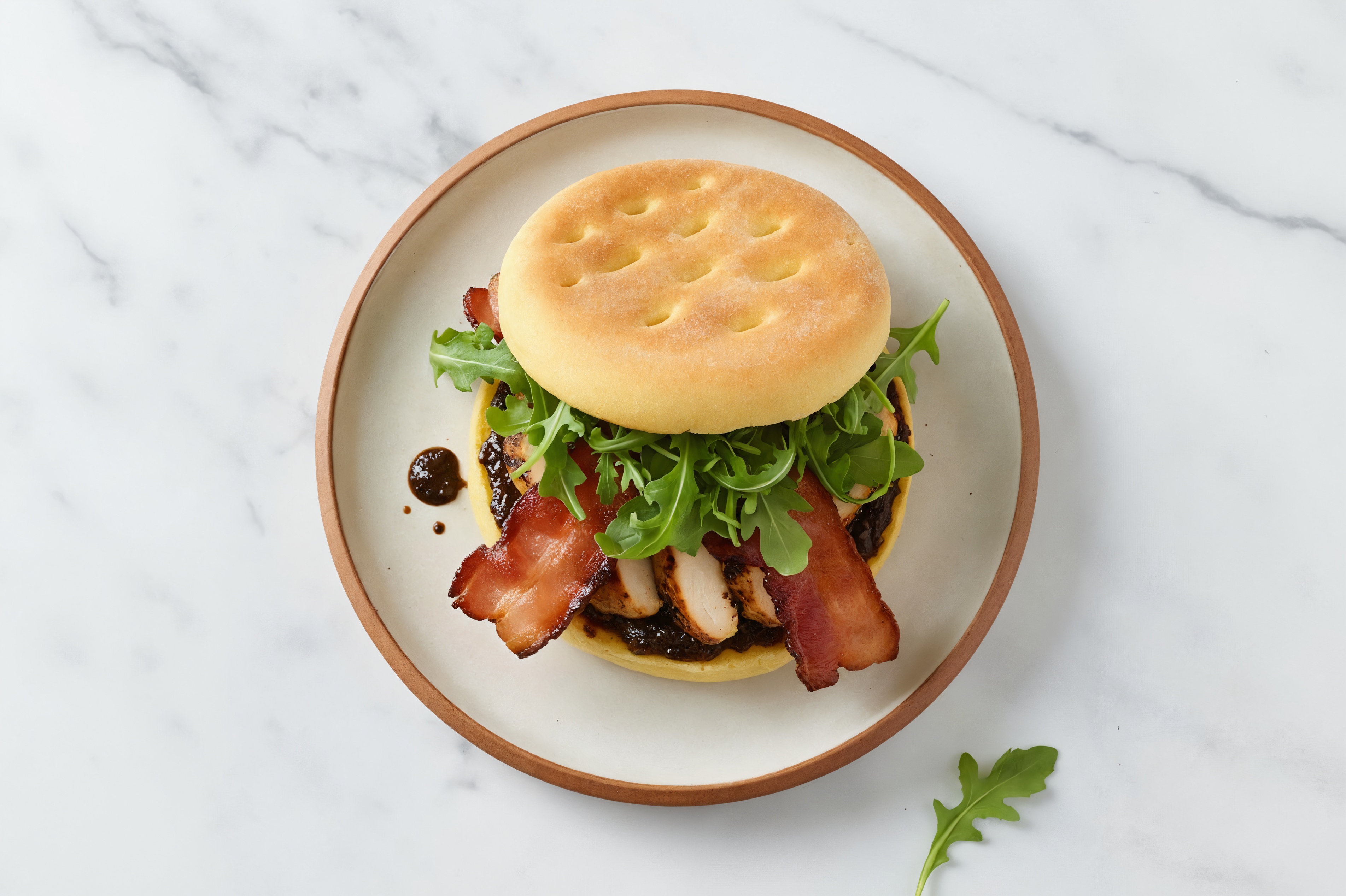 Peppery Mediterranean Grilled Chicken Breast + Applewood Smoked Pork Bacon Sandwich