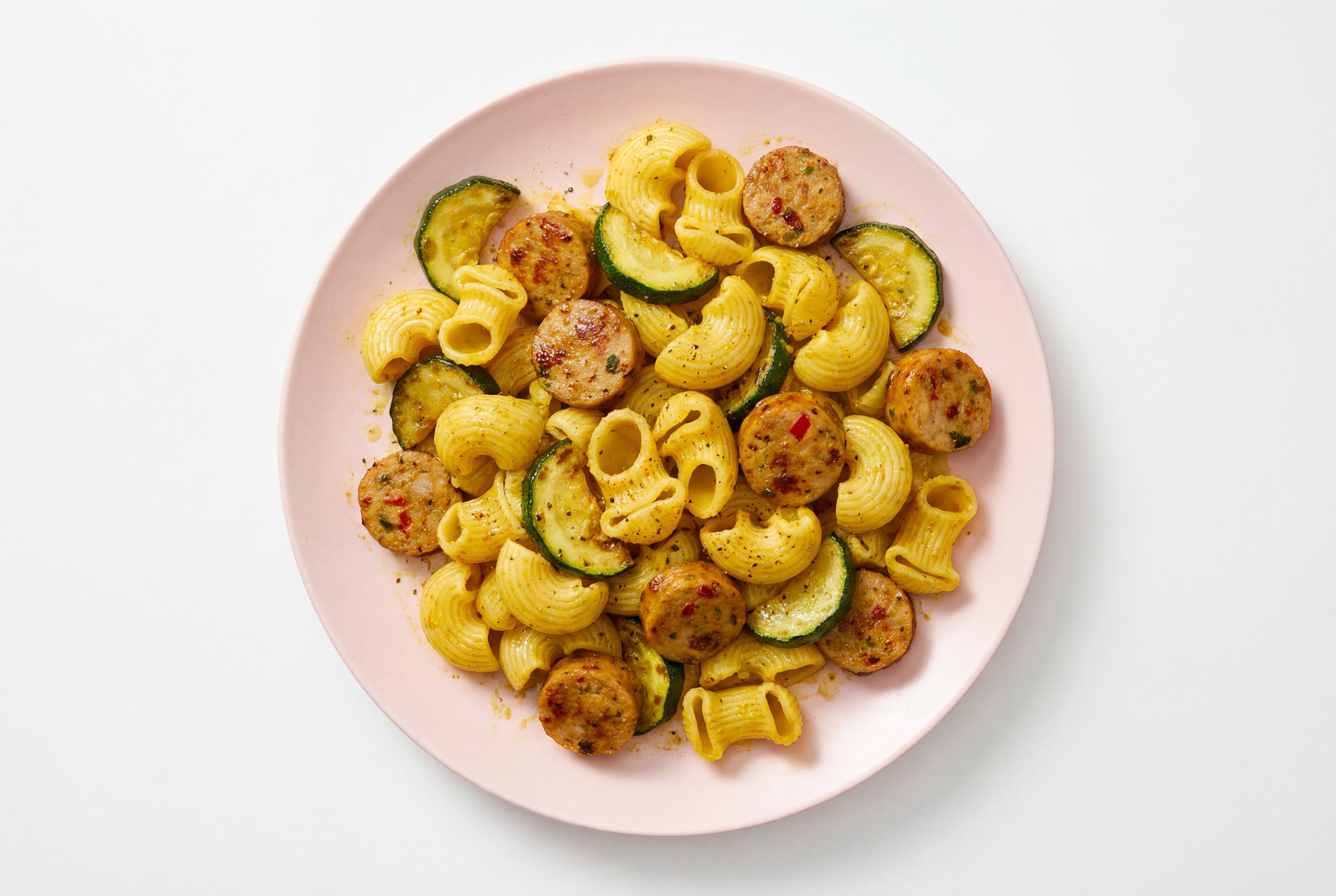 Curry Chicken Sausage + Veggie Pasta