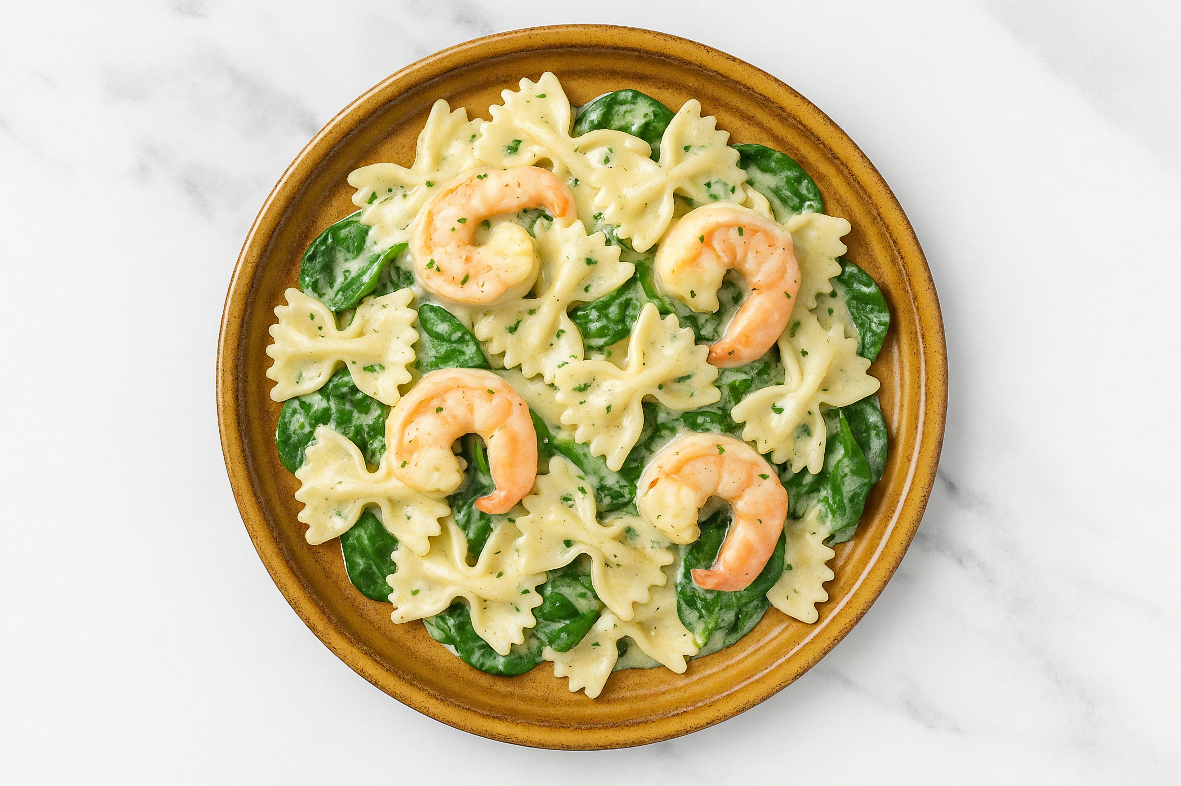 Herby Jumbo Shrimp Herb Cream with Baby Spinach