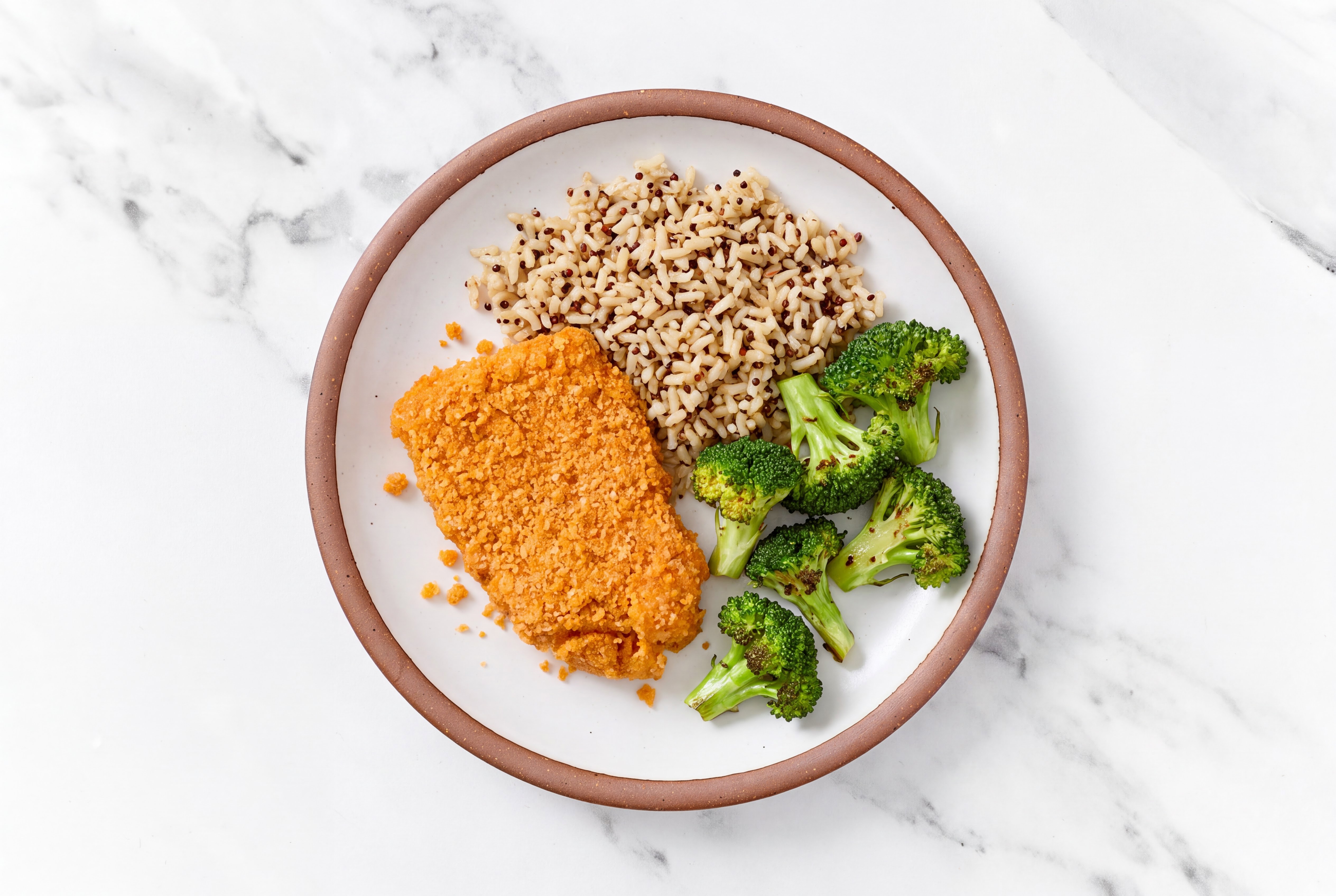 Hot Honey Breaded Chicken Cutlet with Broccoli & Brown Rice