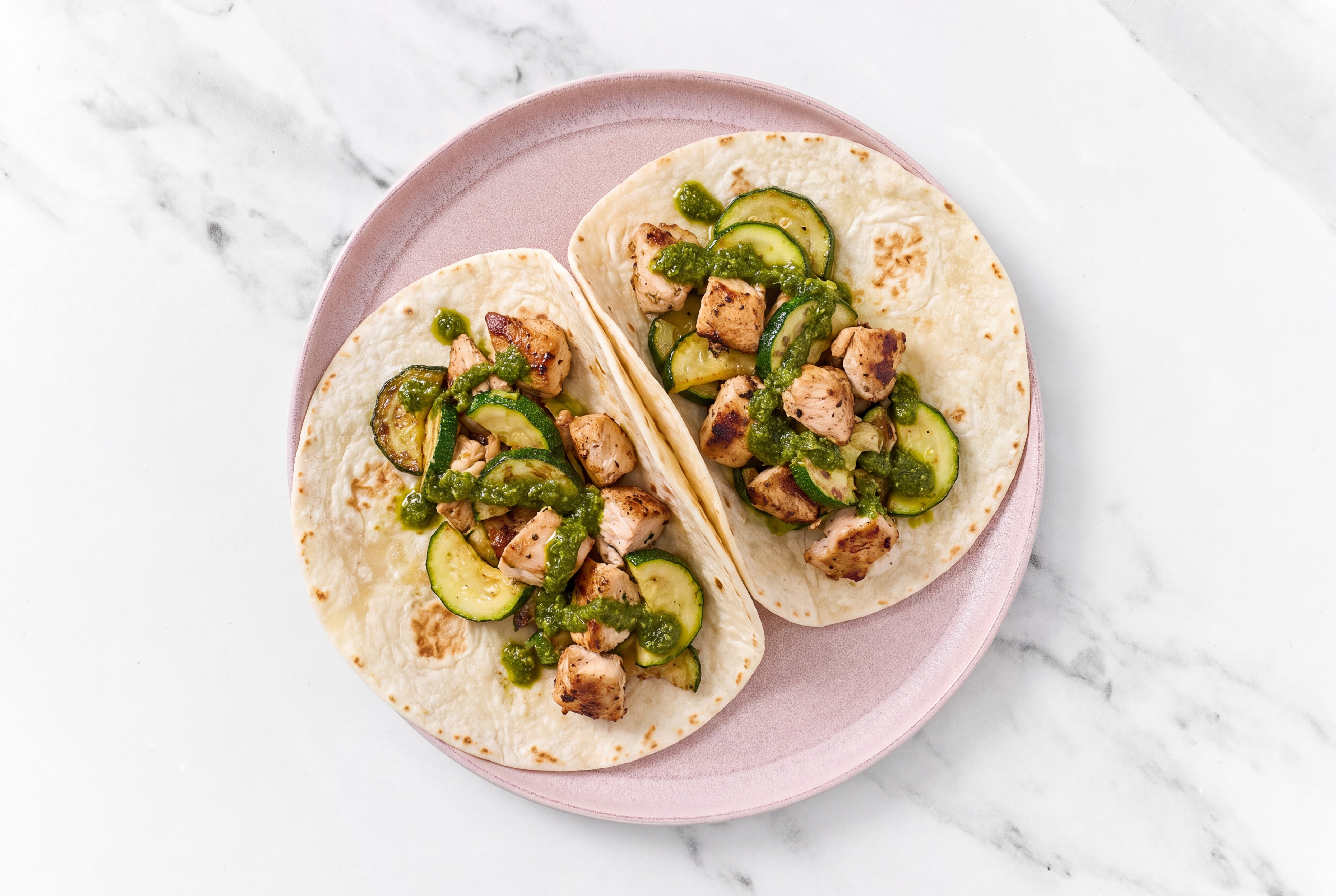 Zhoug Chicken + Zucchini Tacos