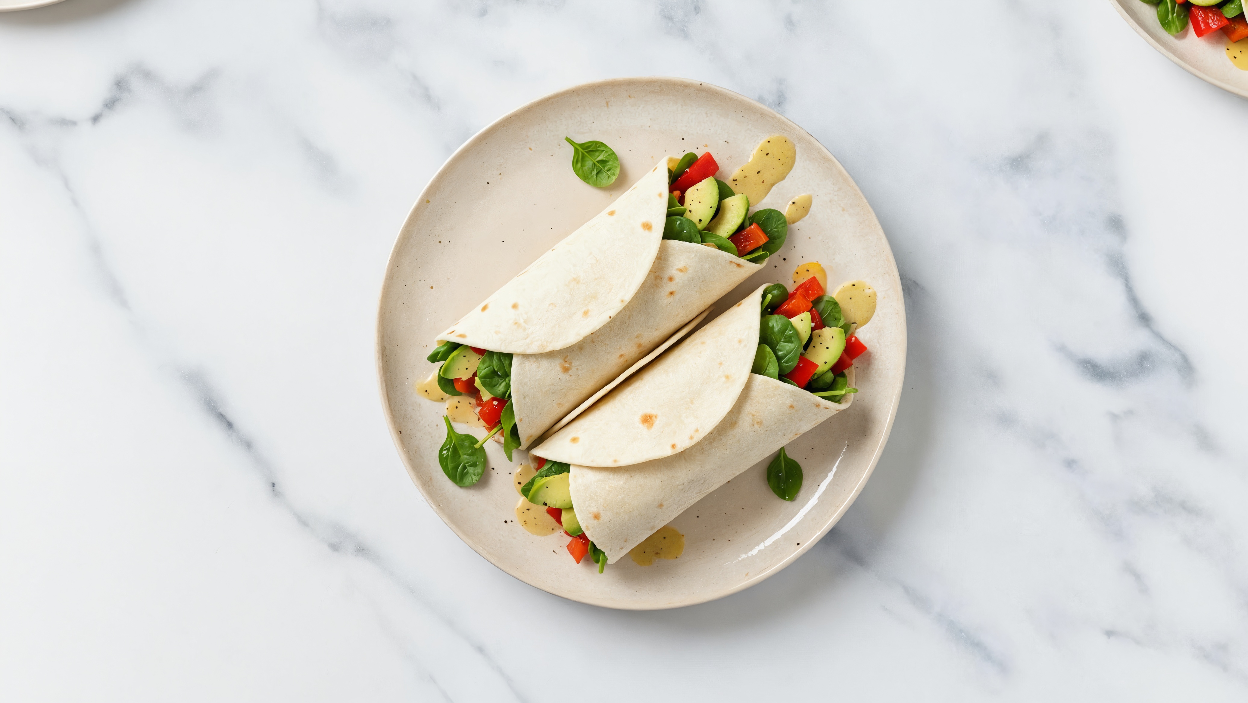 Herby Avocado + Roasted Pepper Wraps with Spinach