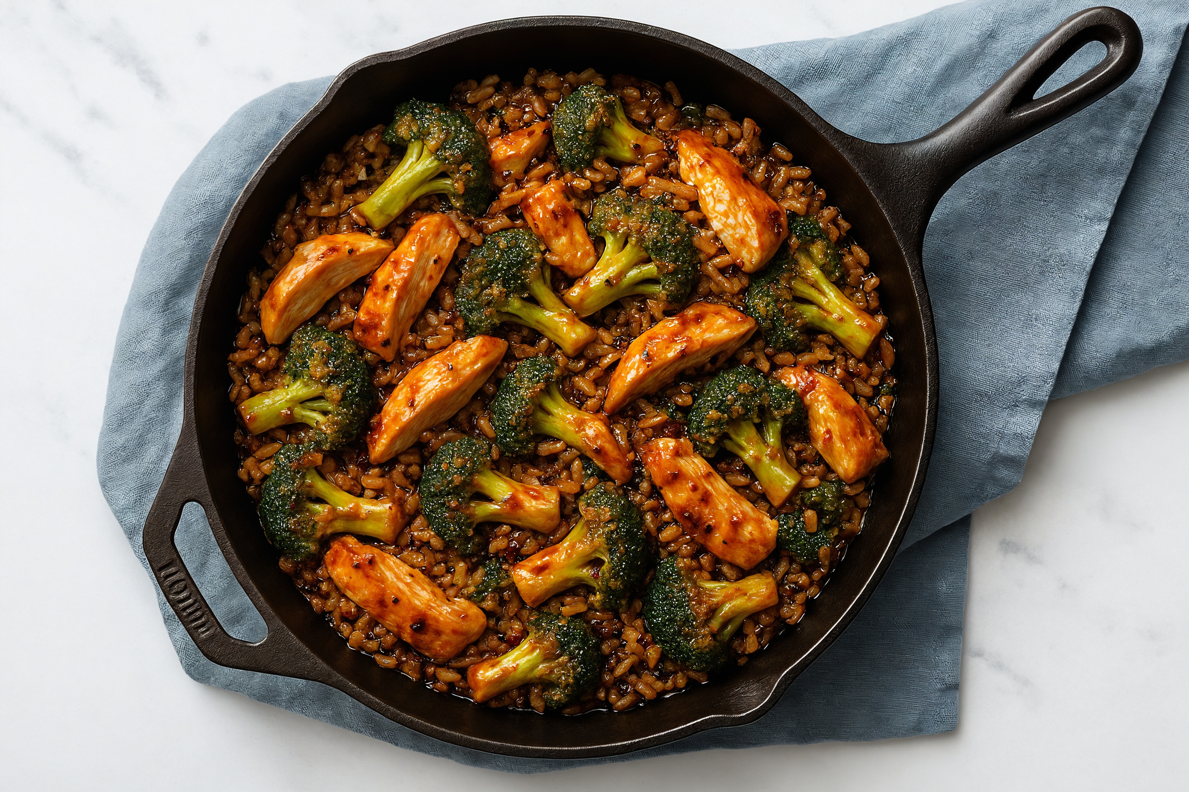 Sesame Ginger Chicken + Organic Broccoli with Brown Rice