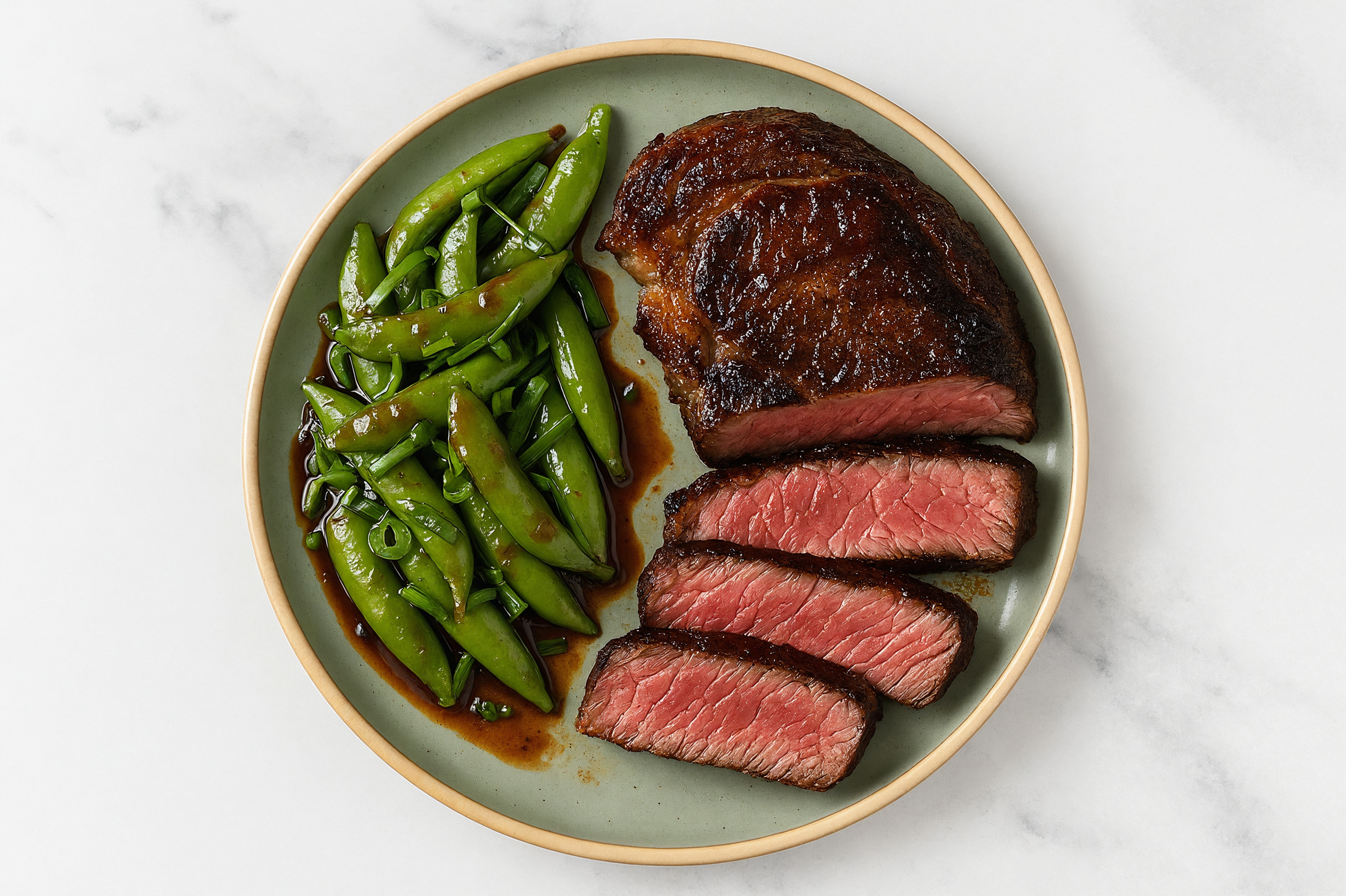 Wagyu Ribeye Steak + Japanese BBQ Snap Peas