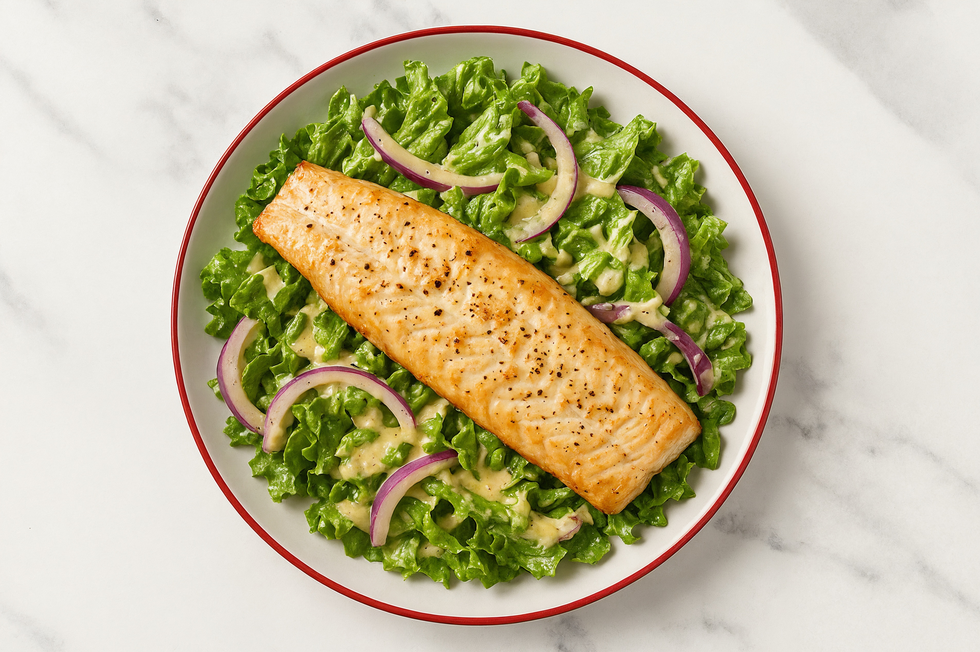 Green Leaf Salad with Trout, Onion & House Dressing