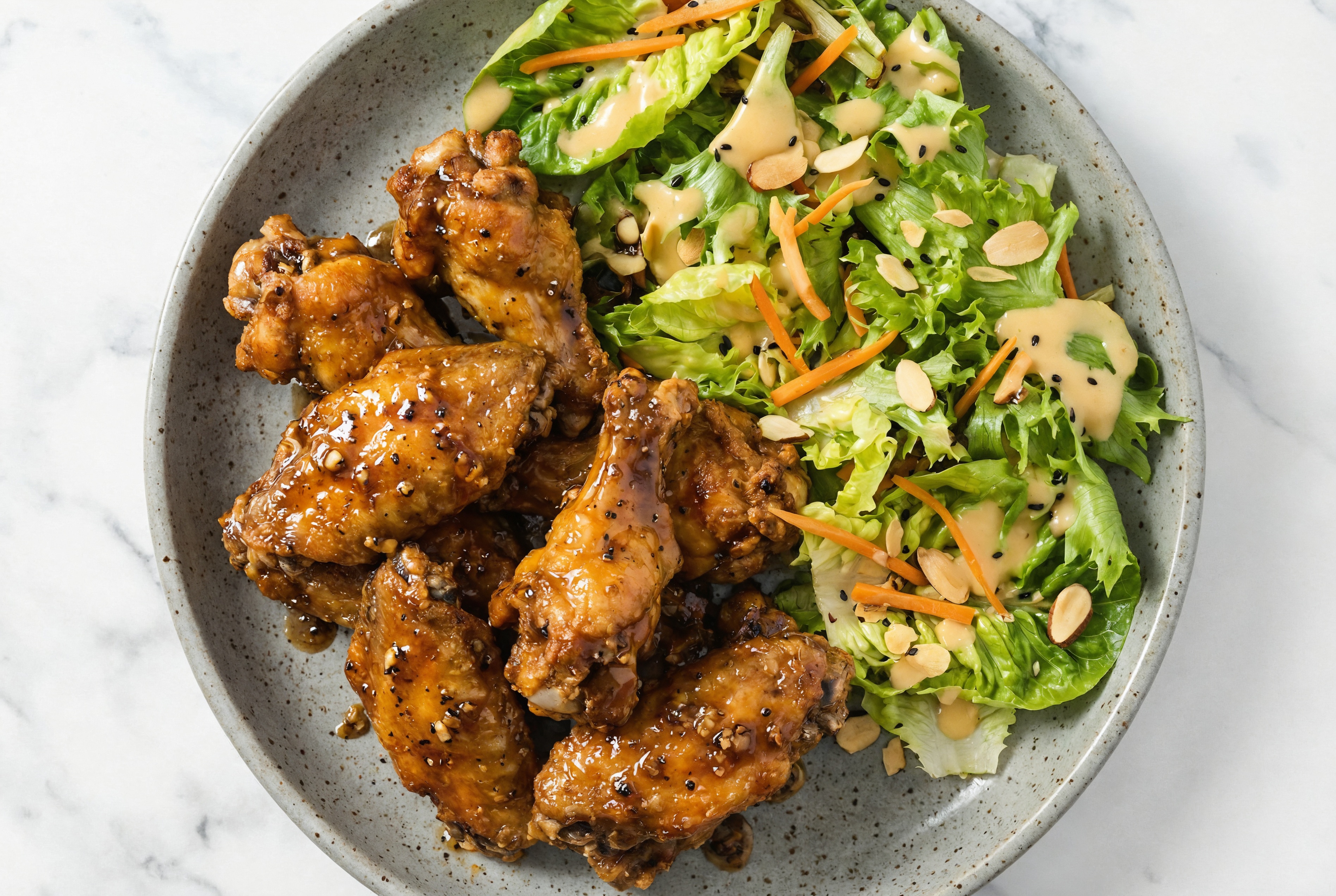 Black Pepper Chicken Wings + Little Gem Salad