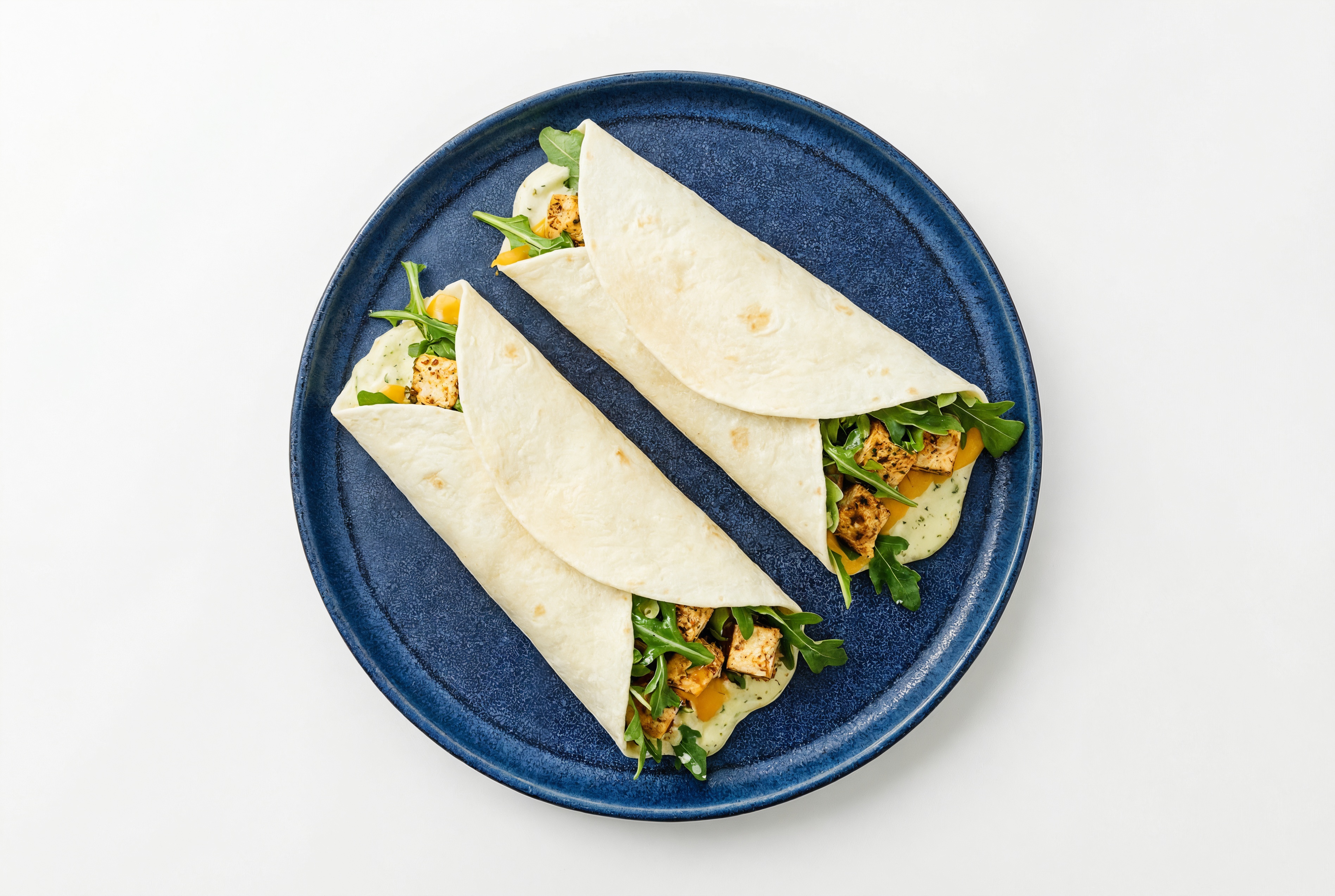 Jalapeño Spiced Tofu + Cheddar Wraps with Arugula