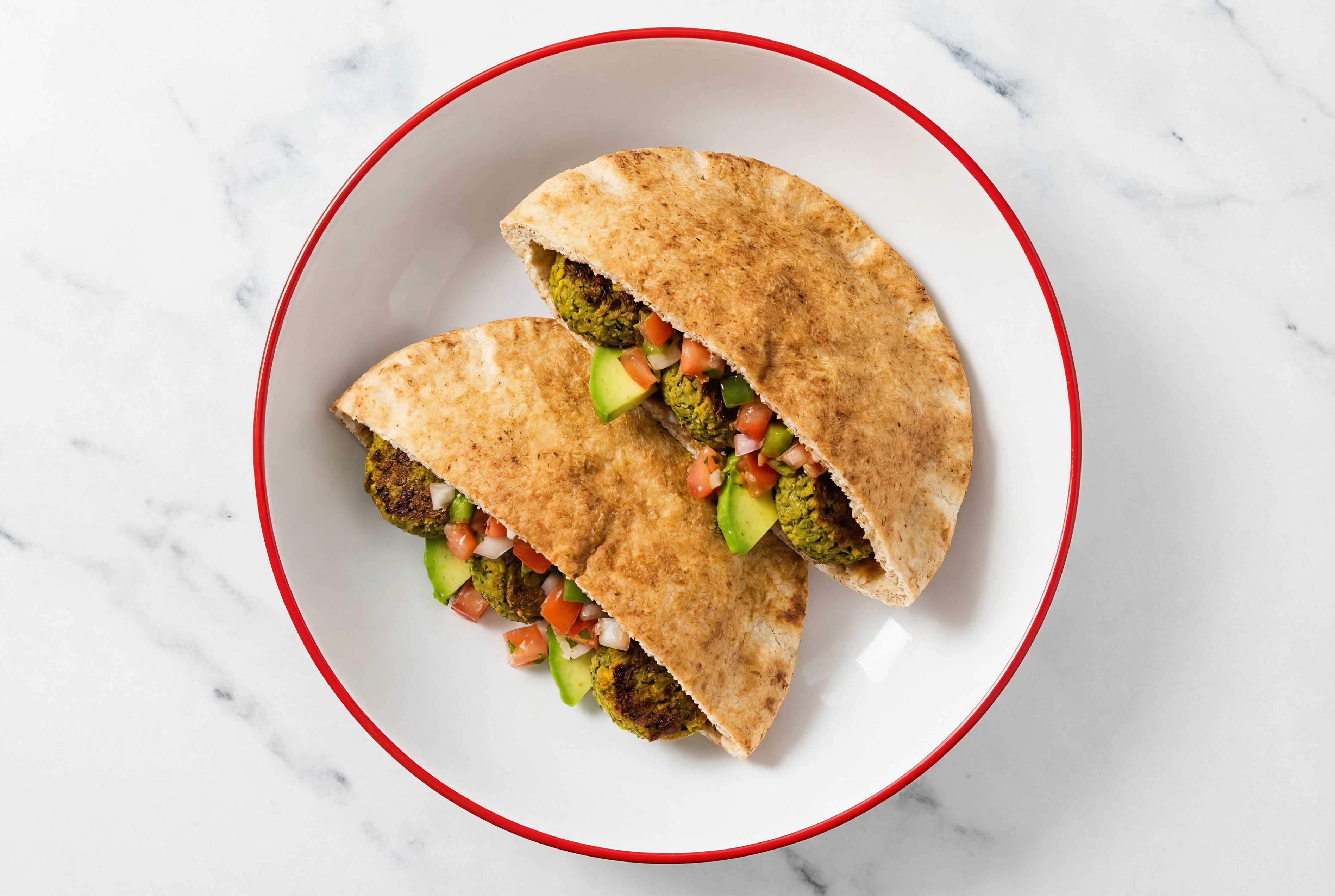 Falafel Traditional Pita with Avocado + Fresh Salsa