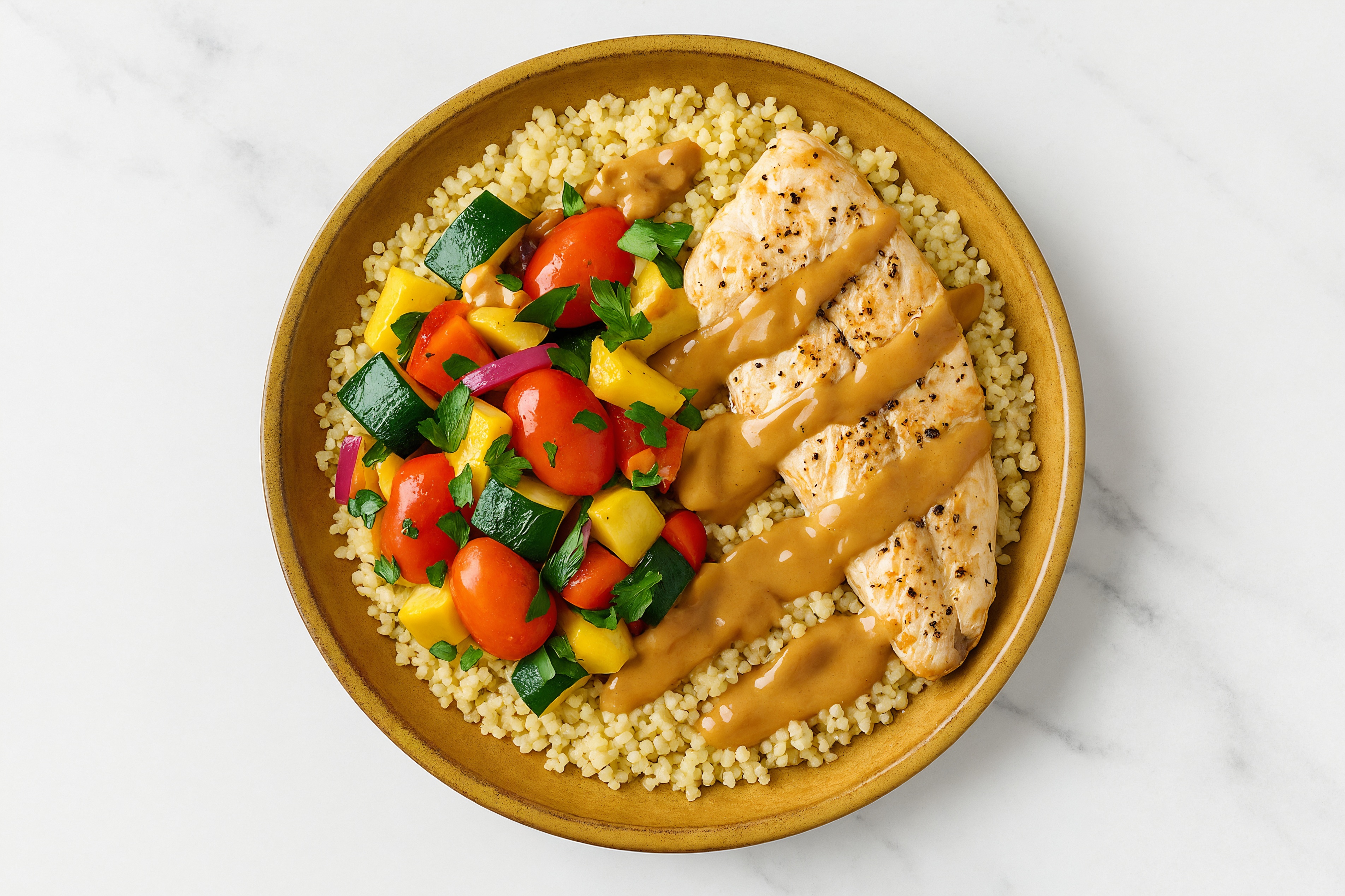 Thai Trout + Couscous Bowl with Mixed Veggies