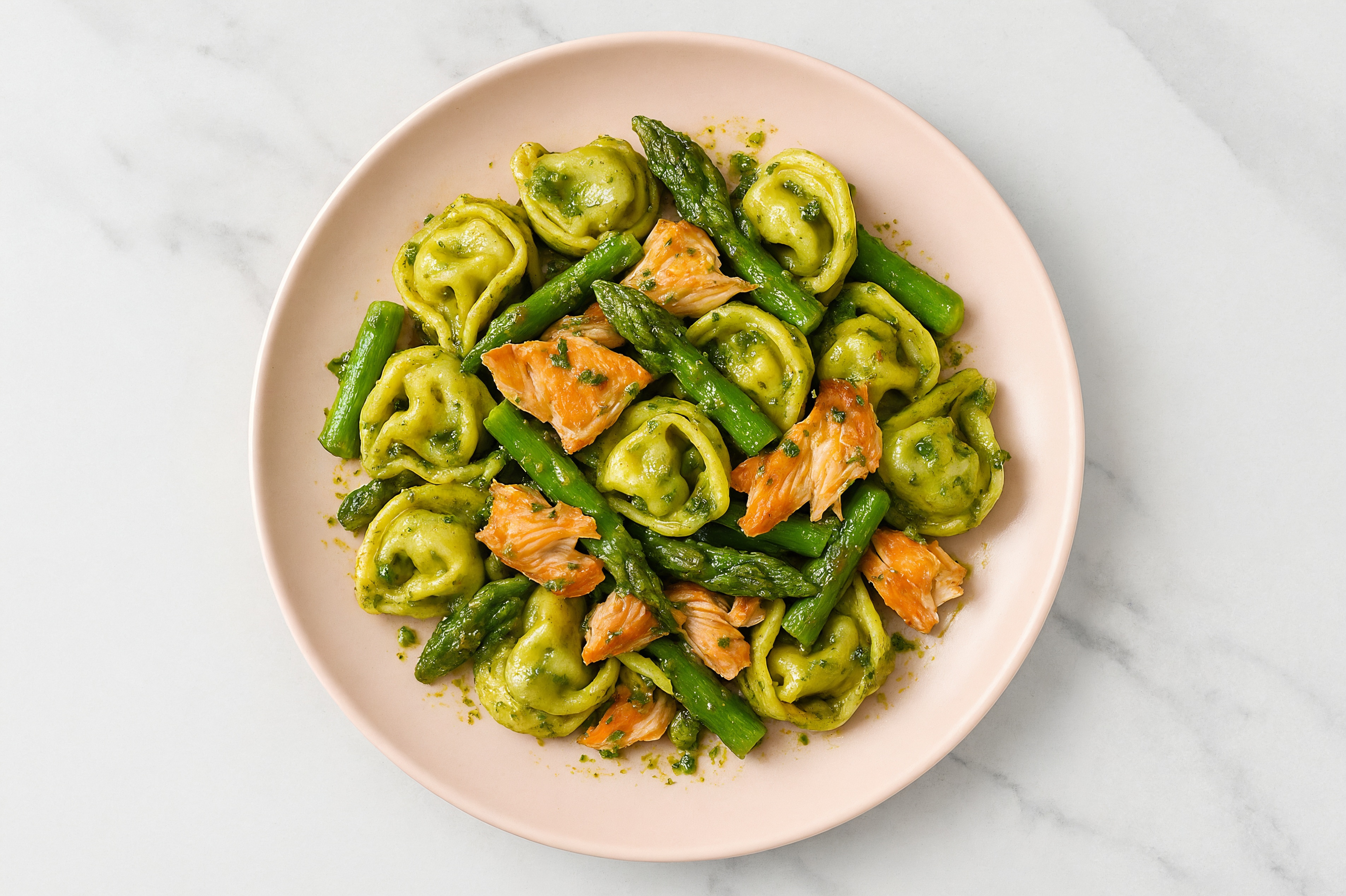 Tortellini Pesto with Smoked Salmon & Asparagus