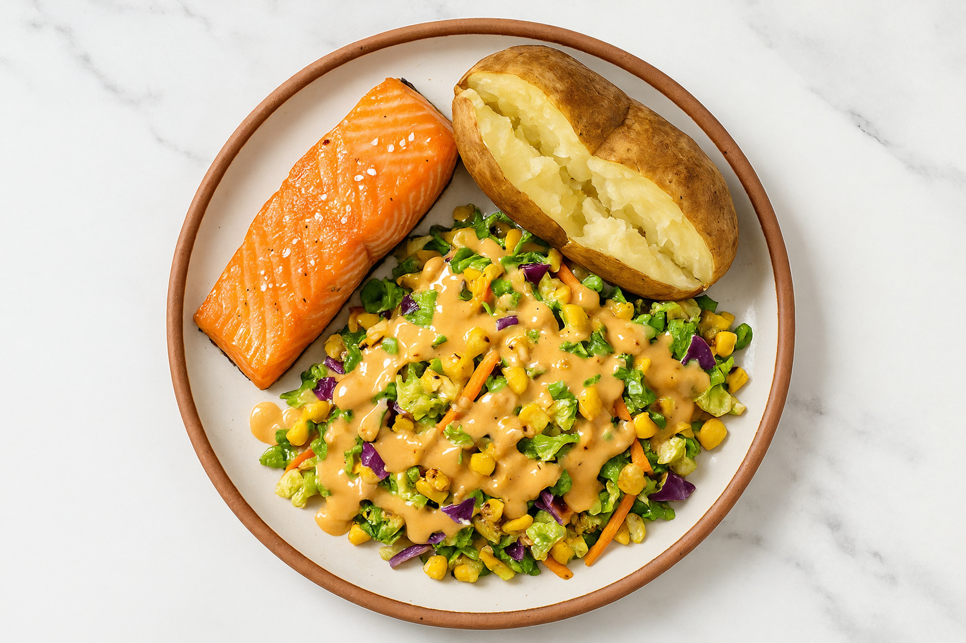 Oven Roasted Salmon + Street Corn Chopped Salad