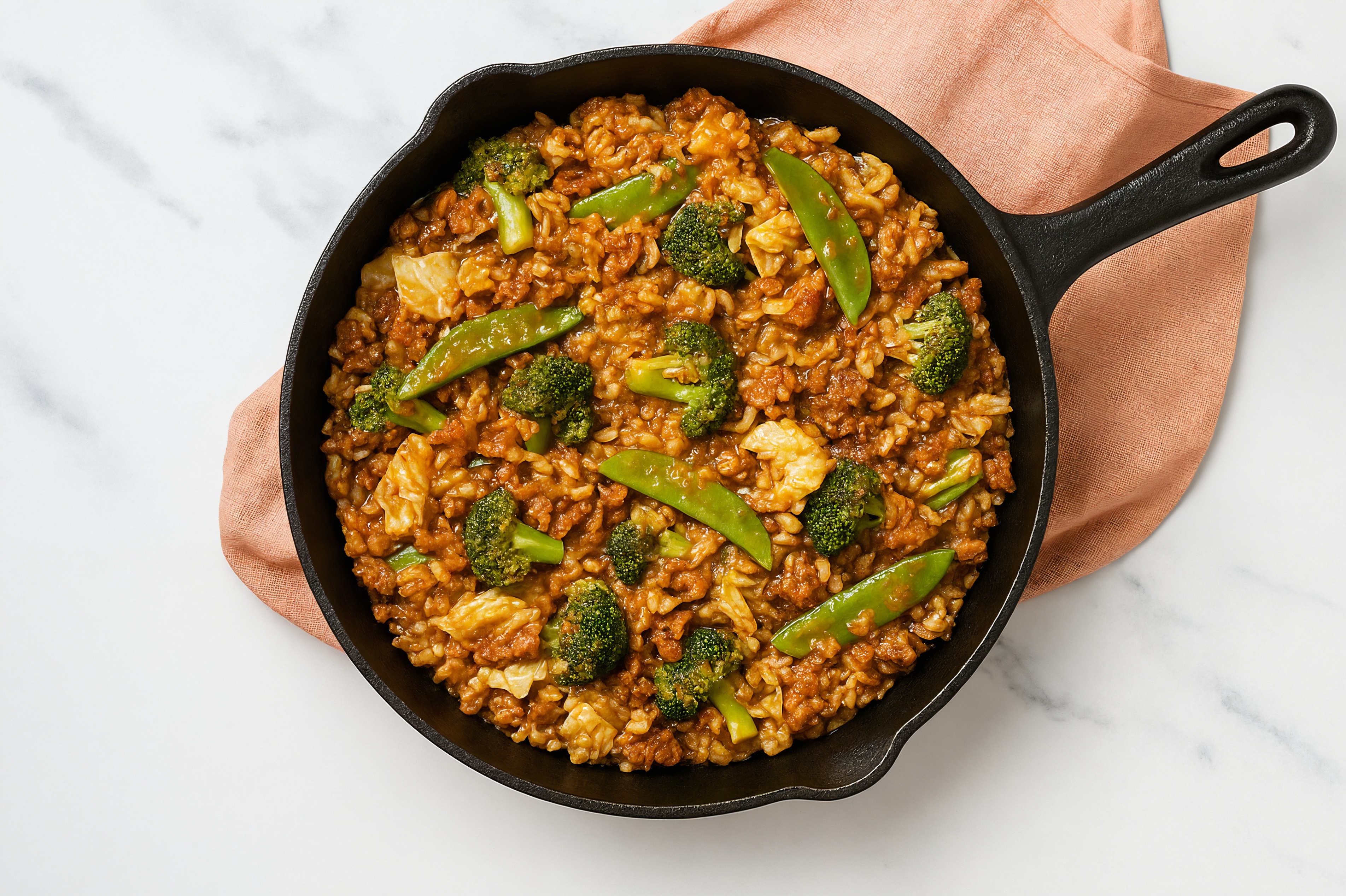 Thai Peanut Bok Choy + Ground Bison Stir-Fry with Long Grain White Rice