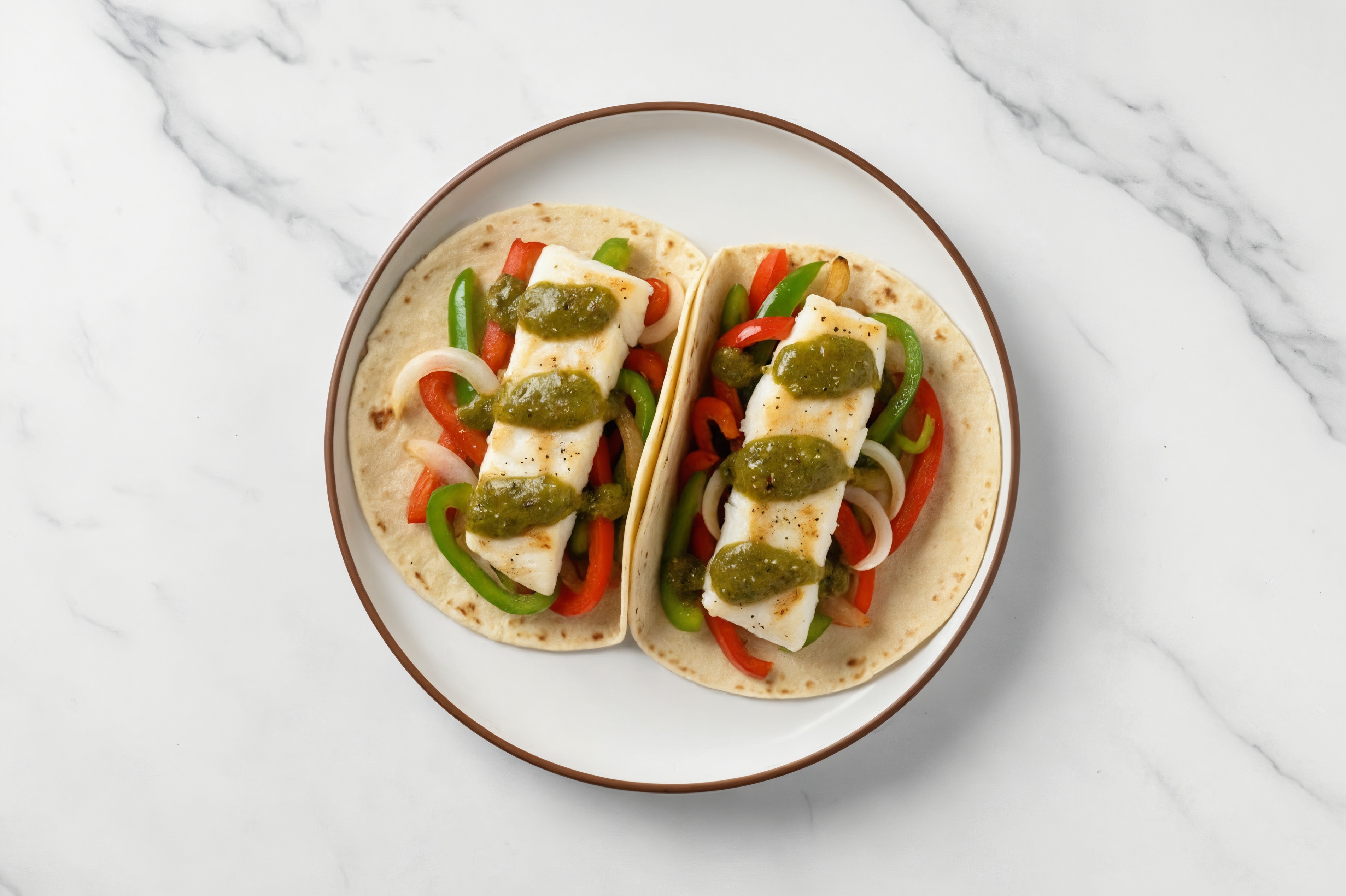 Fish Tacos with Veggies + Green Chile with Cod Fillet