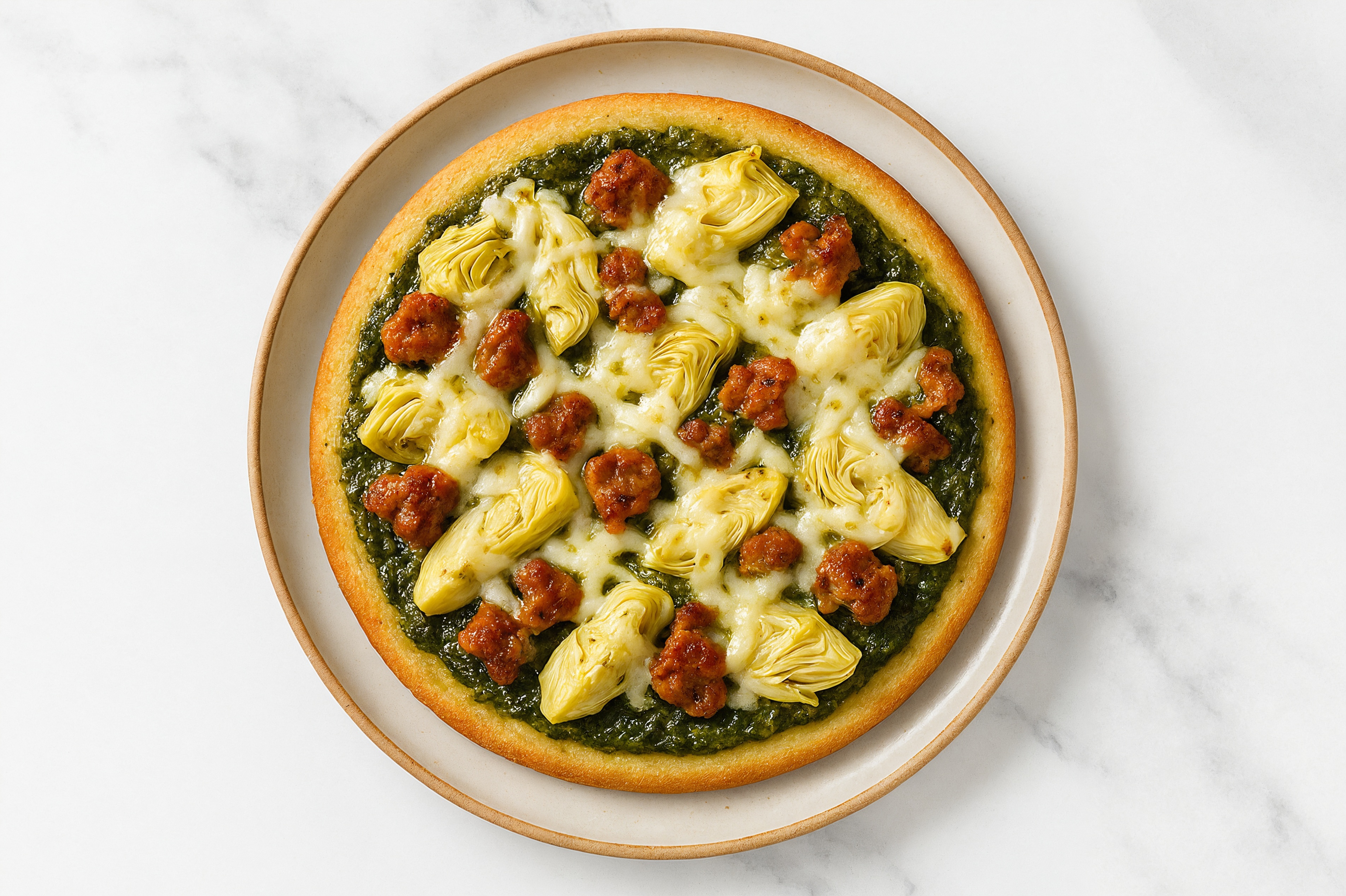 Pesto Turkey Sausage + Artichoke Gluten-Free Pizza