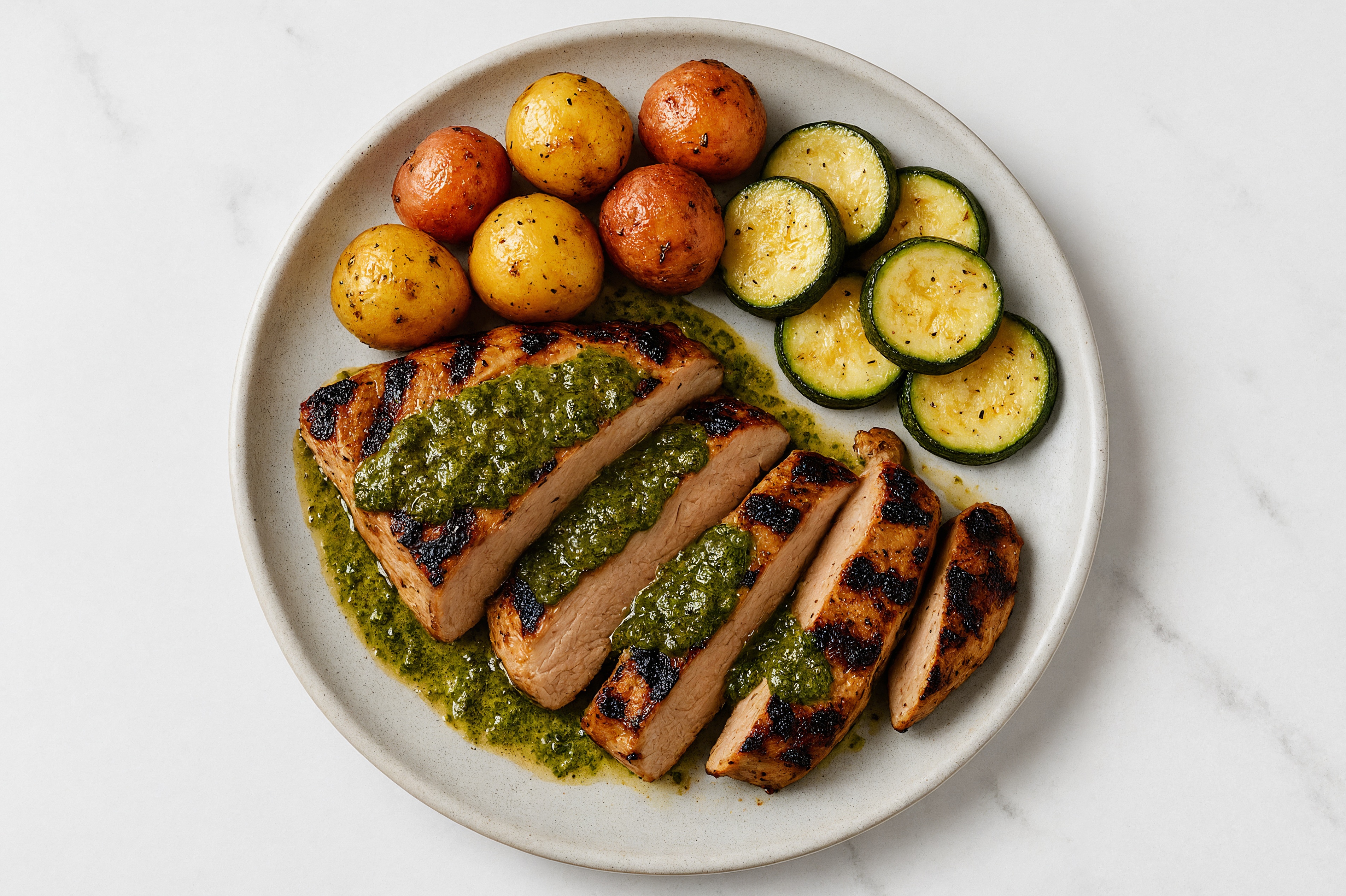 Chimichurri Pork Tenderloin + Roasted Potatoes