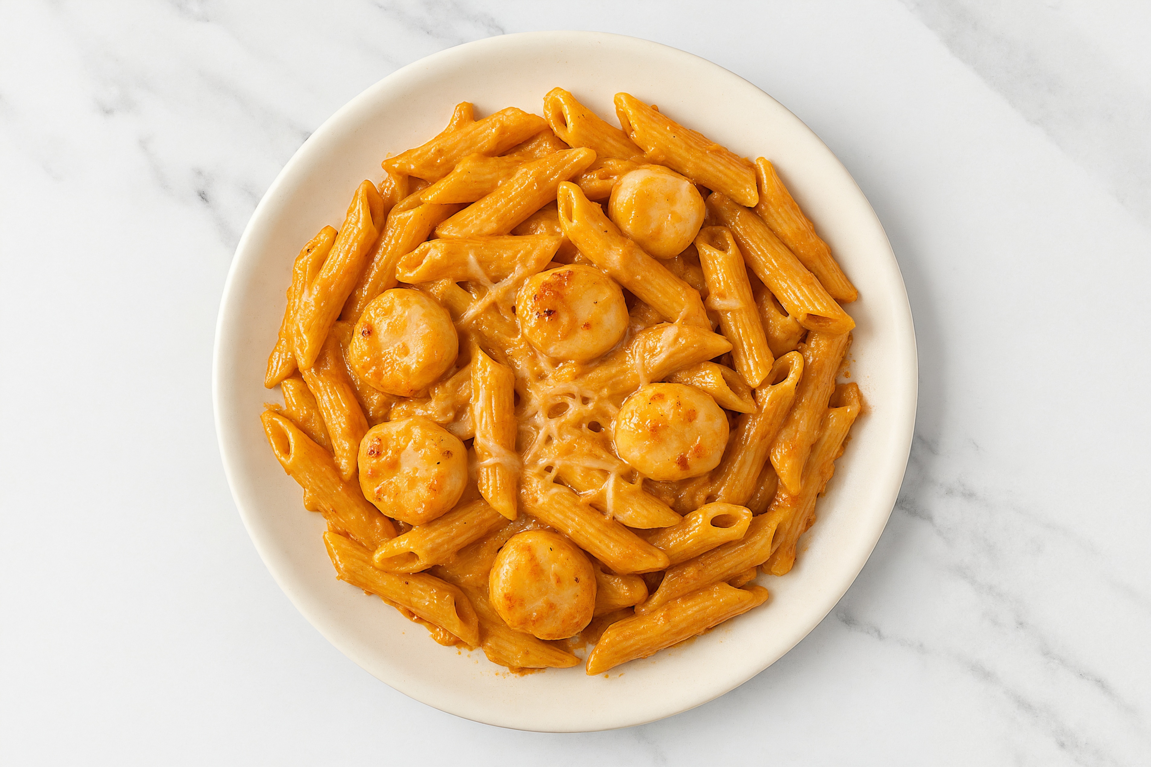 Vodka Penne with Scallops & Mozzarella