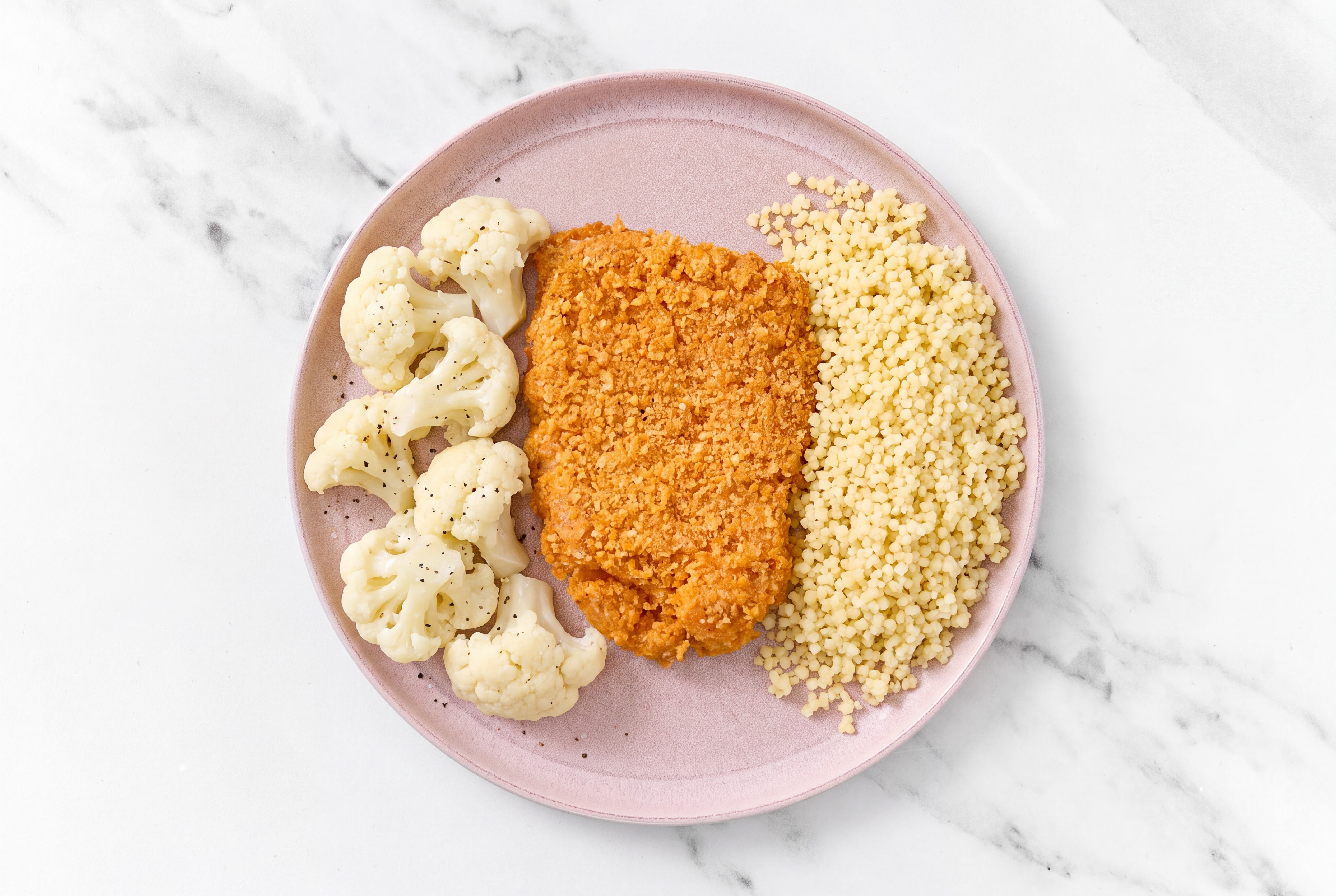 Hot Honey Breaded Chicken Cutlet with Cauliflower & Couscous