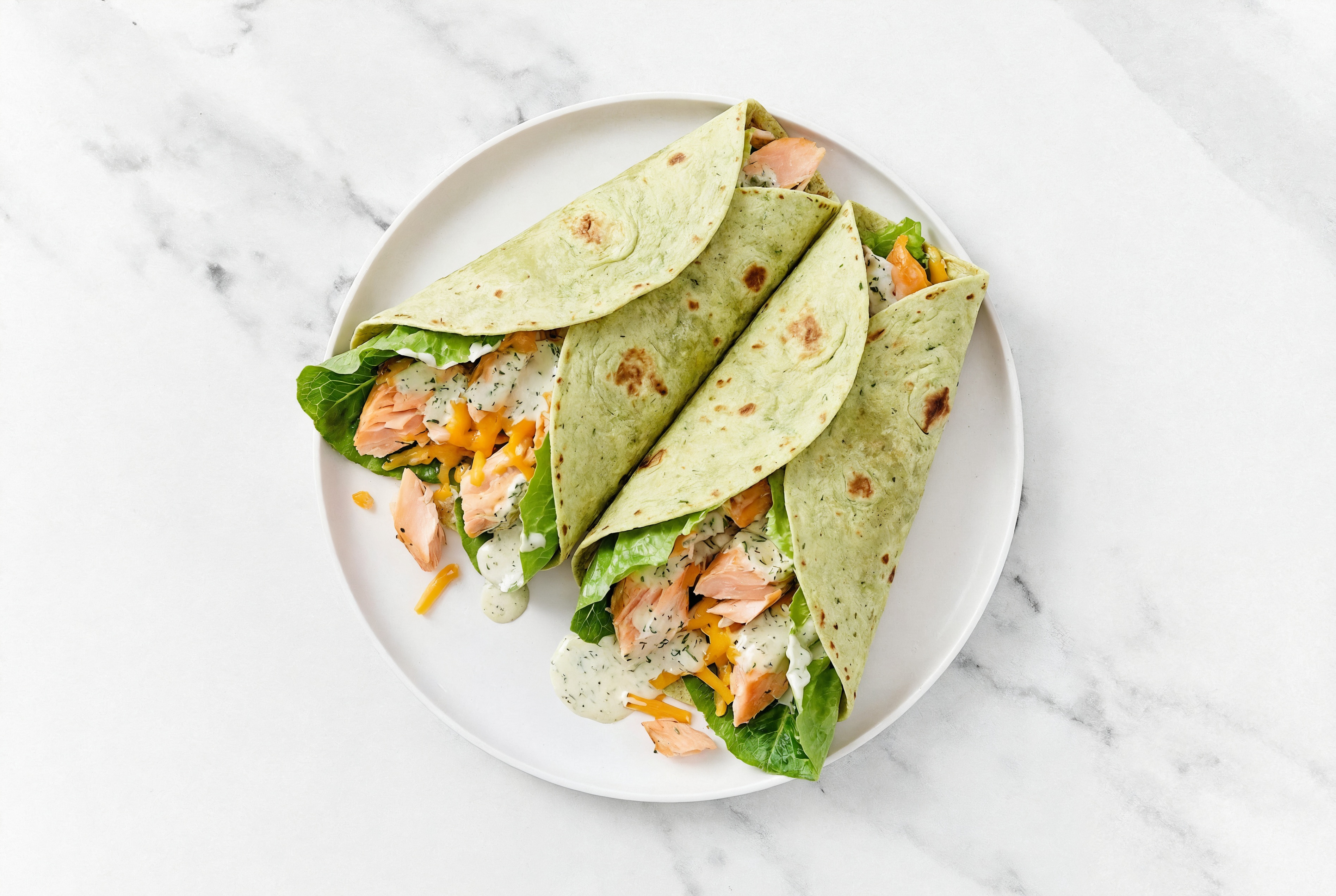 Cheesy Grilled Salmon + Ranch Wrap