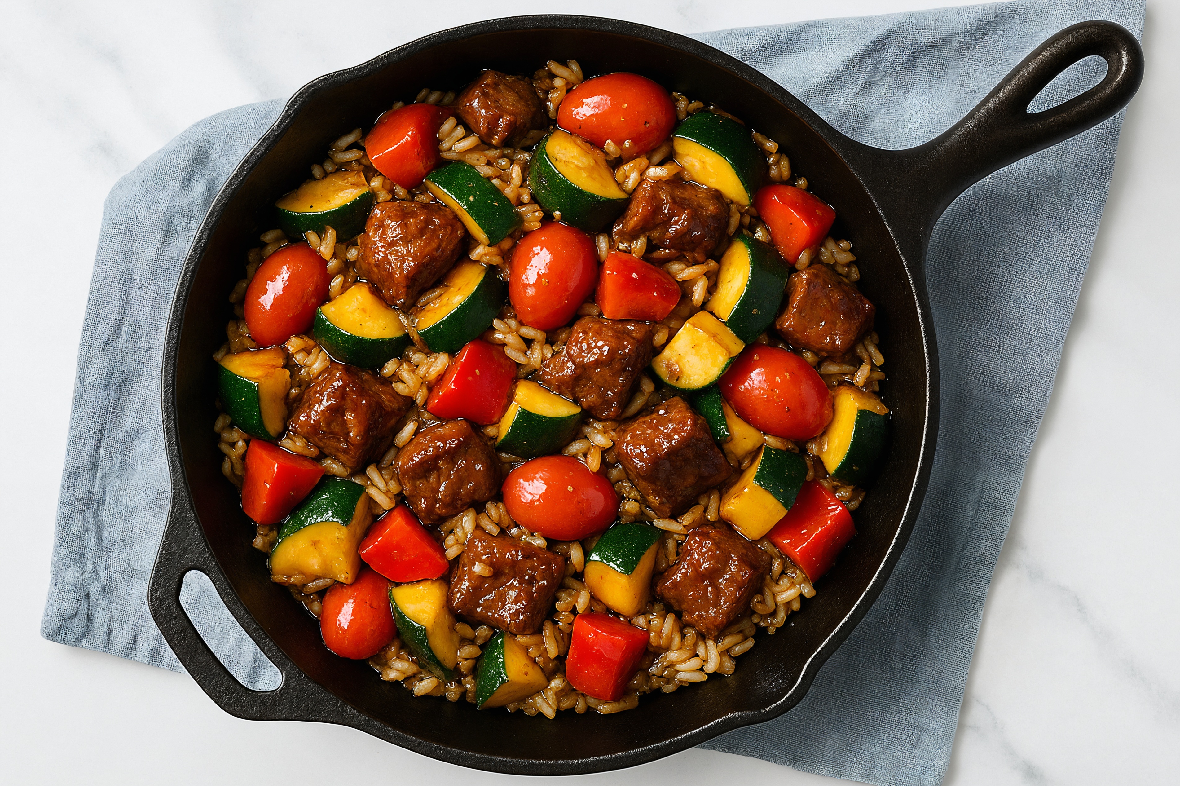 Japanese Bbq Squash + Bison Stir-Fry with Long Grain White Rice