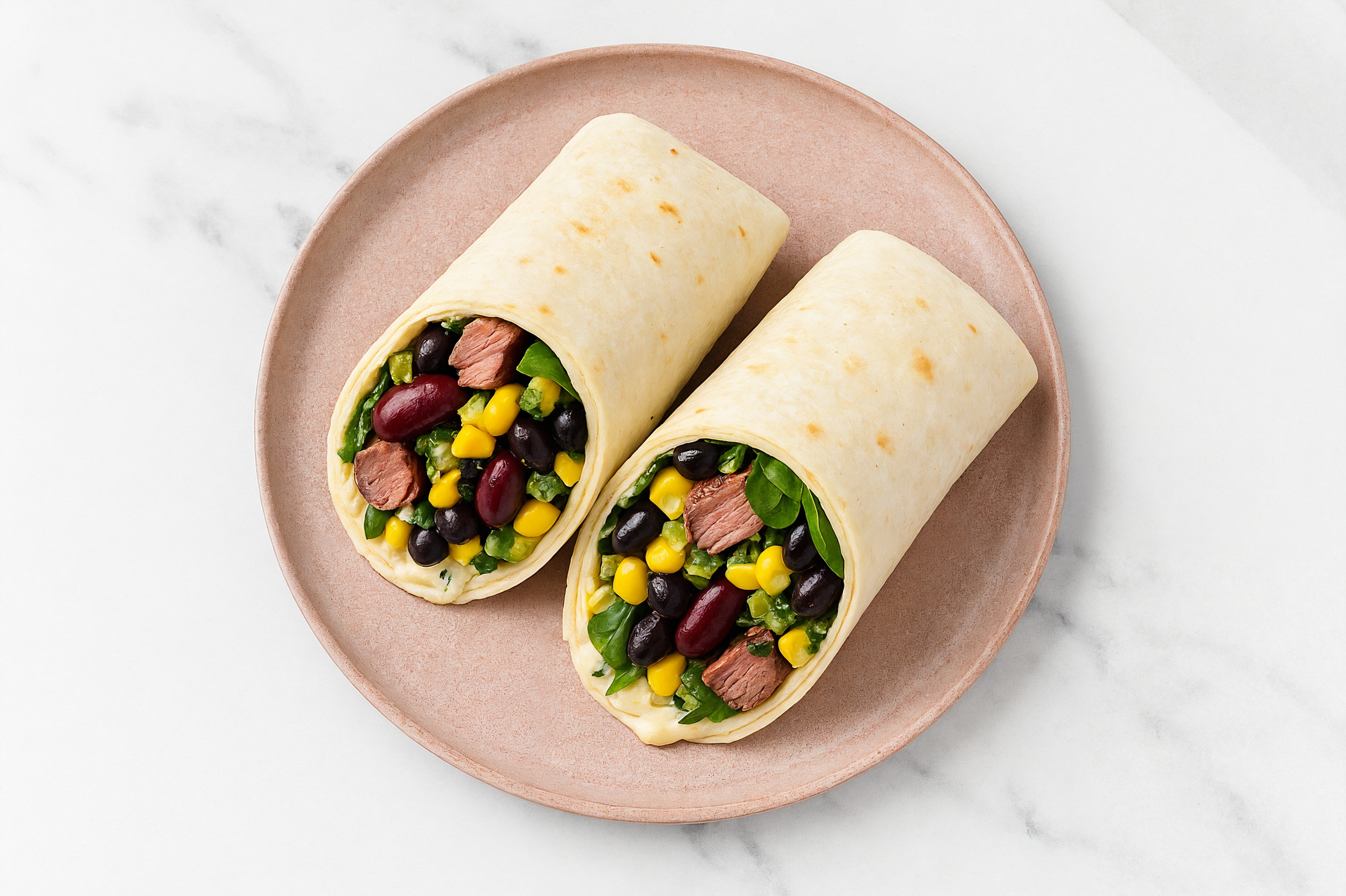 Garlic Sliced Steak + Cucumber Wraps with Spinach