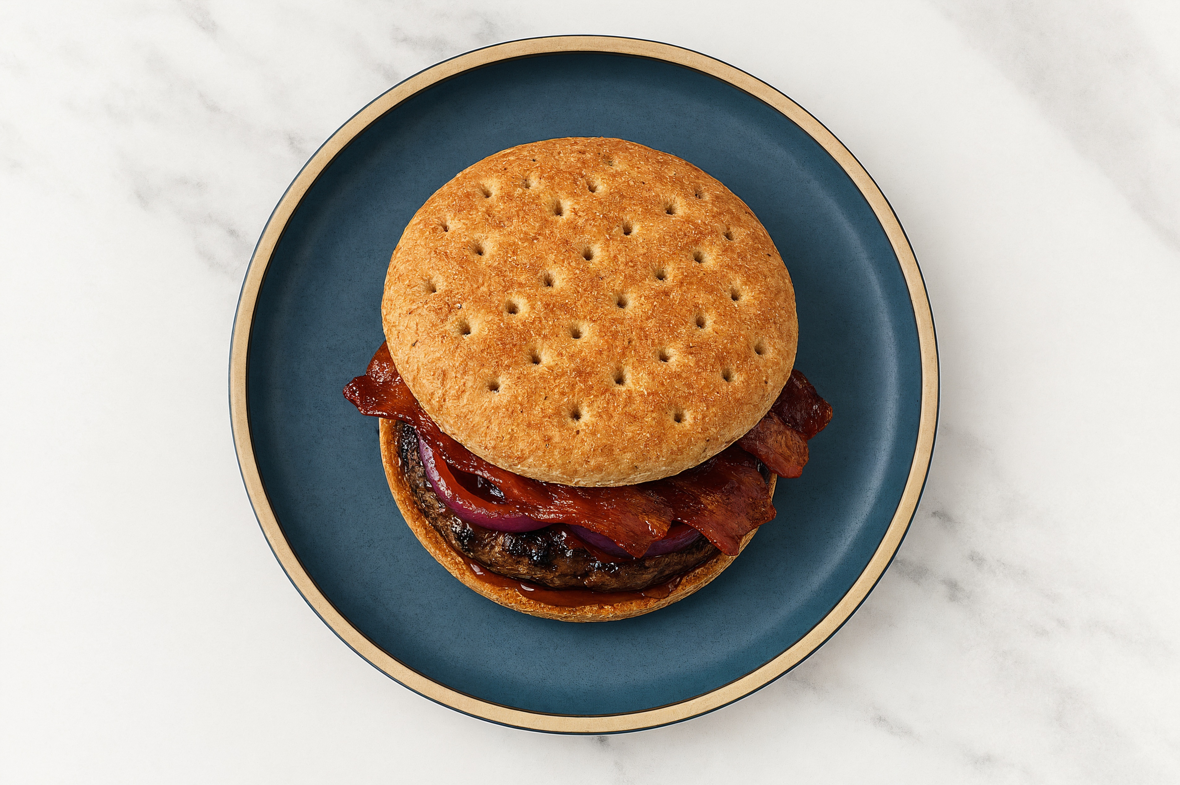 Hearty Grilled BBQ MyBacon Burger with Ground Beef Patties