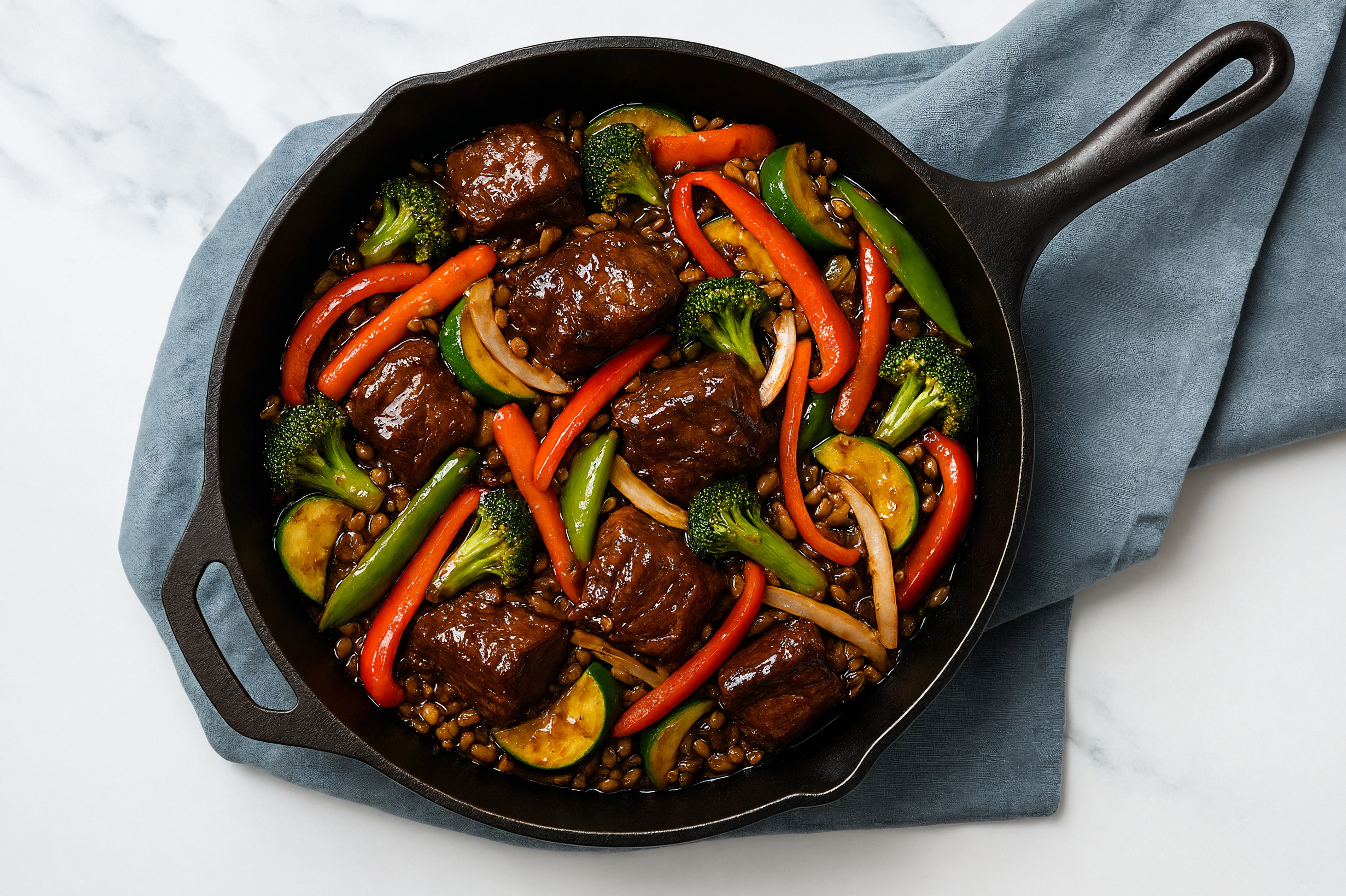 Teriyaki Short Rib Stir-Fry with Mixed Veggies over Quinoa