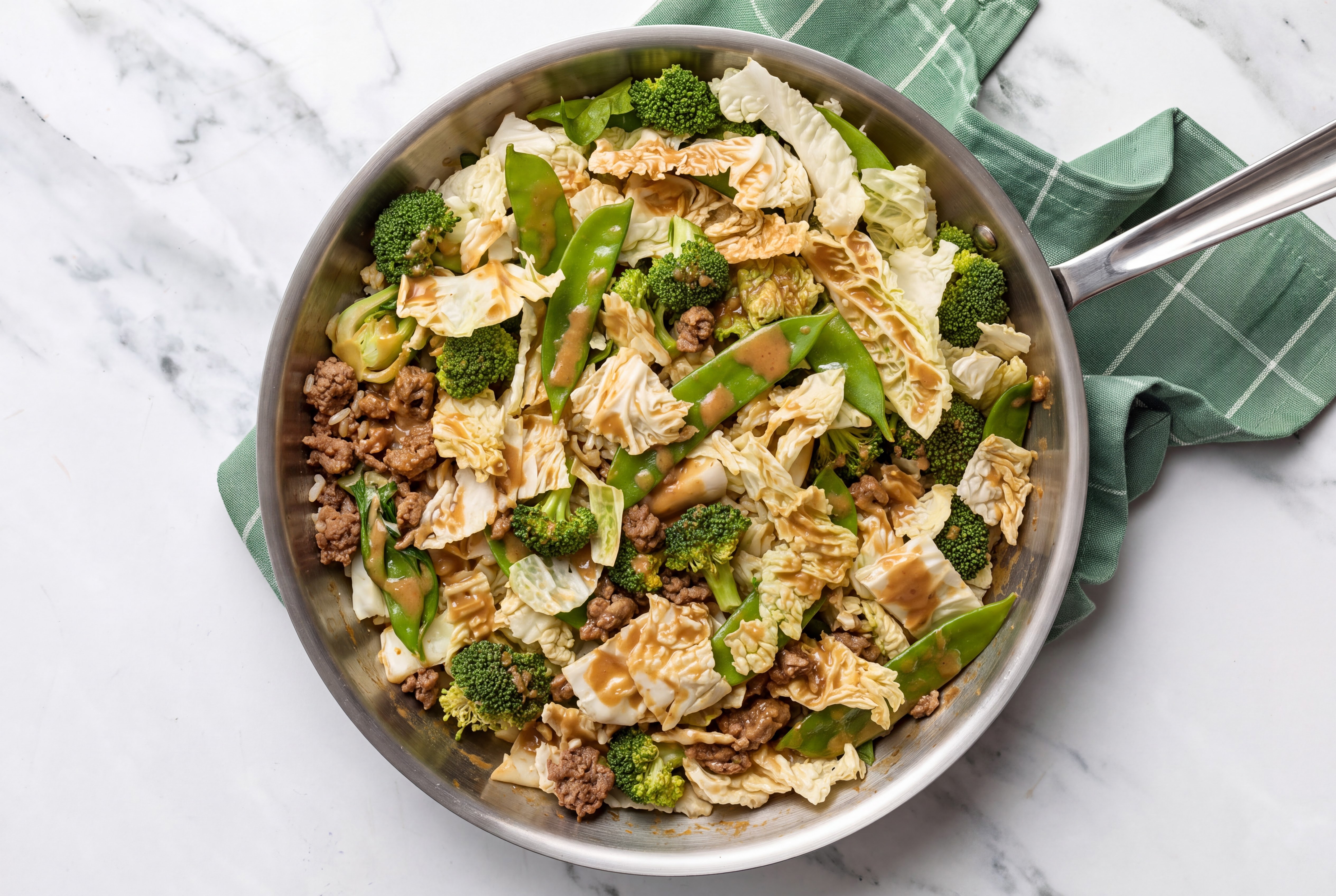 Thai Peanut Bok Choy + Ground 93/7 Lean Beef Stir-Fry