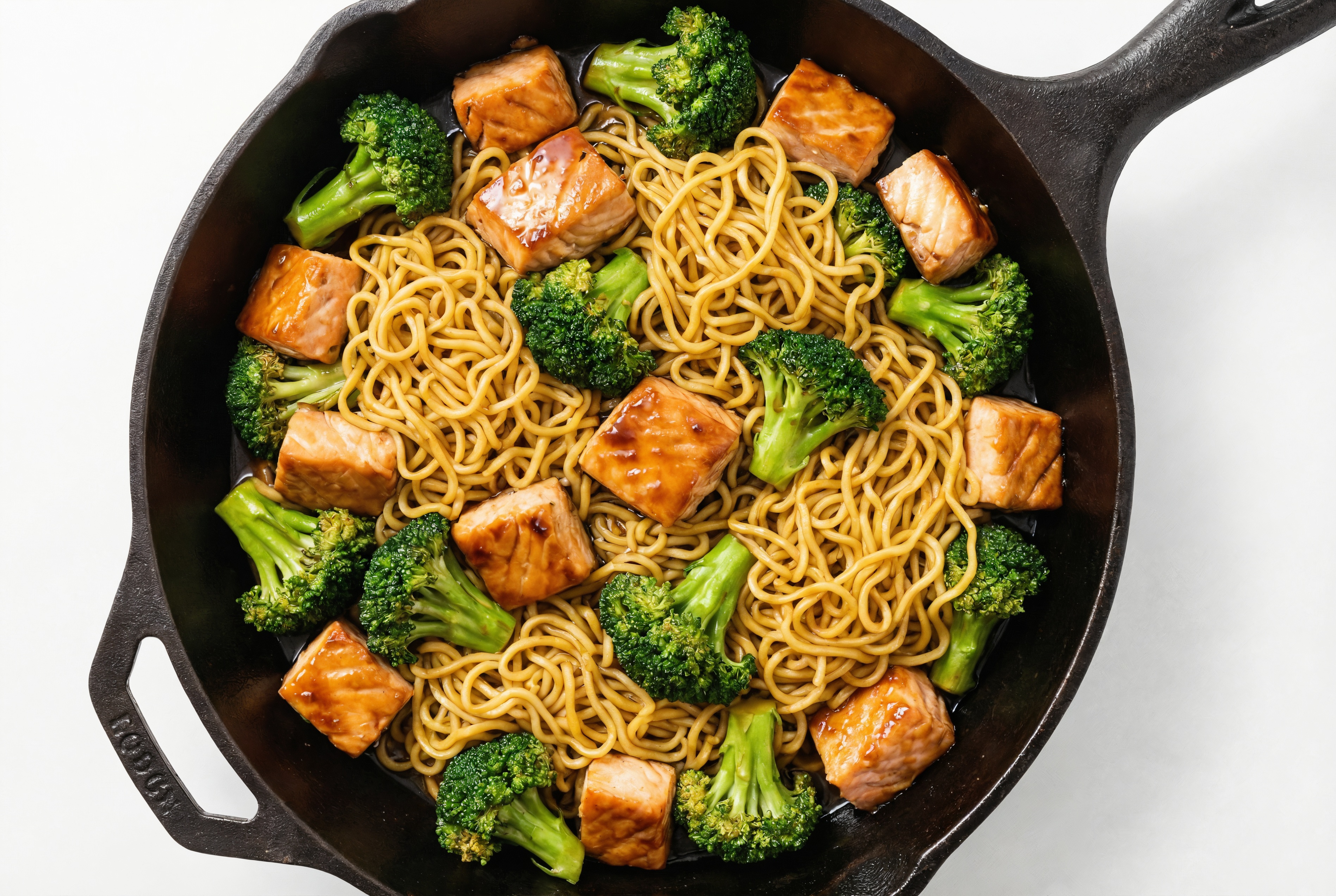 Salmon + Broccoli Teriyaki Ramen