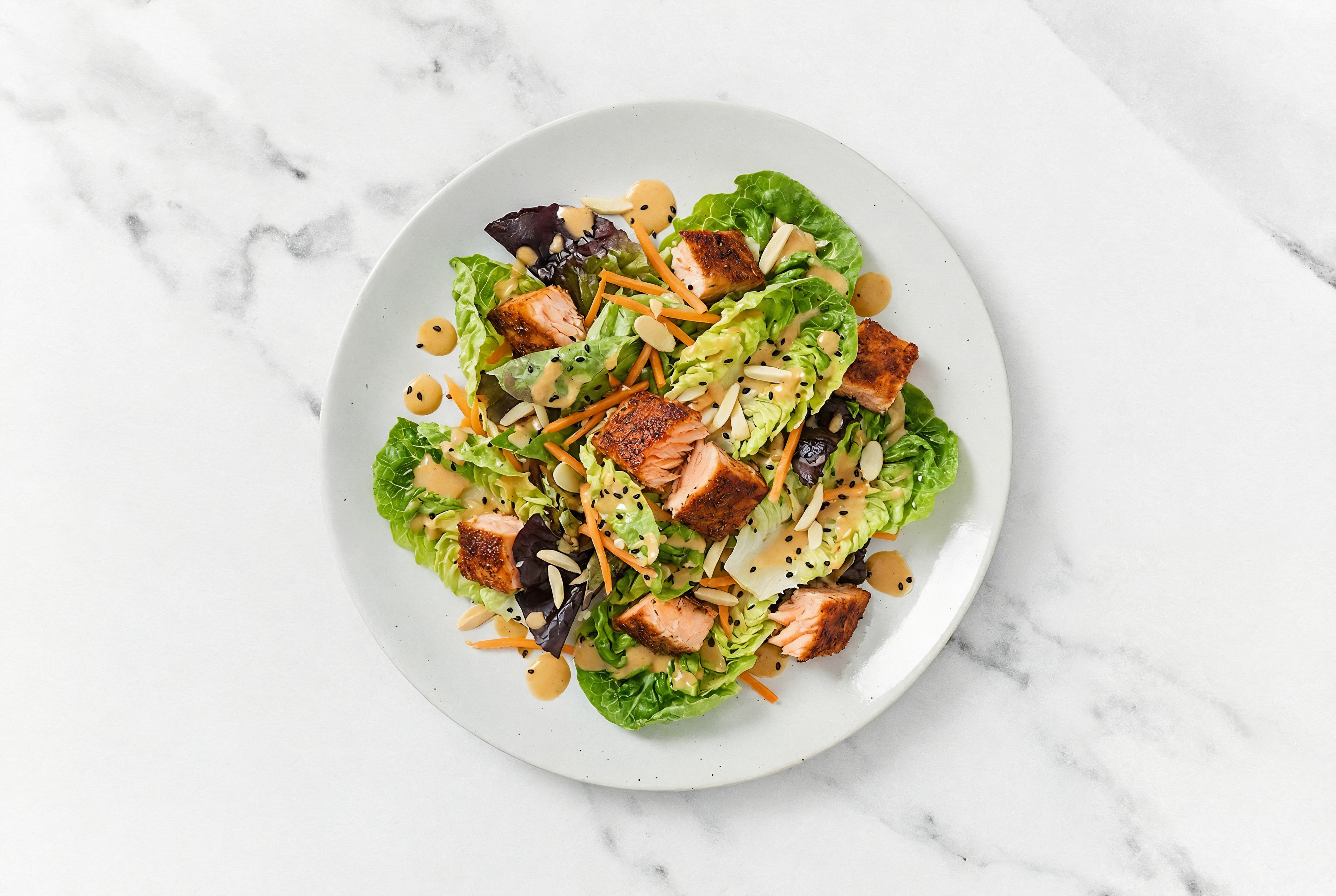 Little Gem Salad with Blackened Salmon
