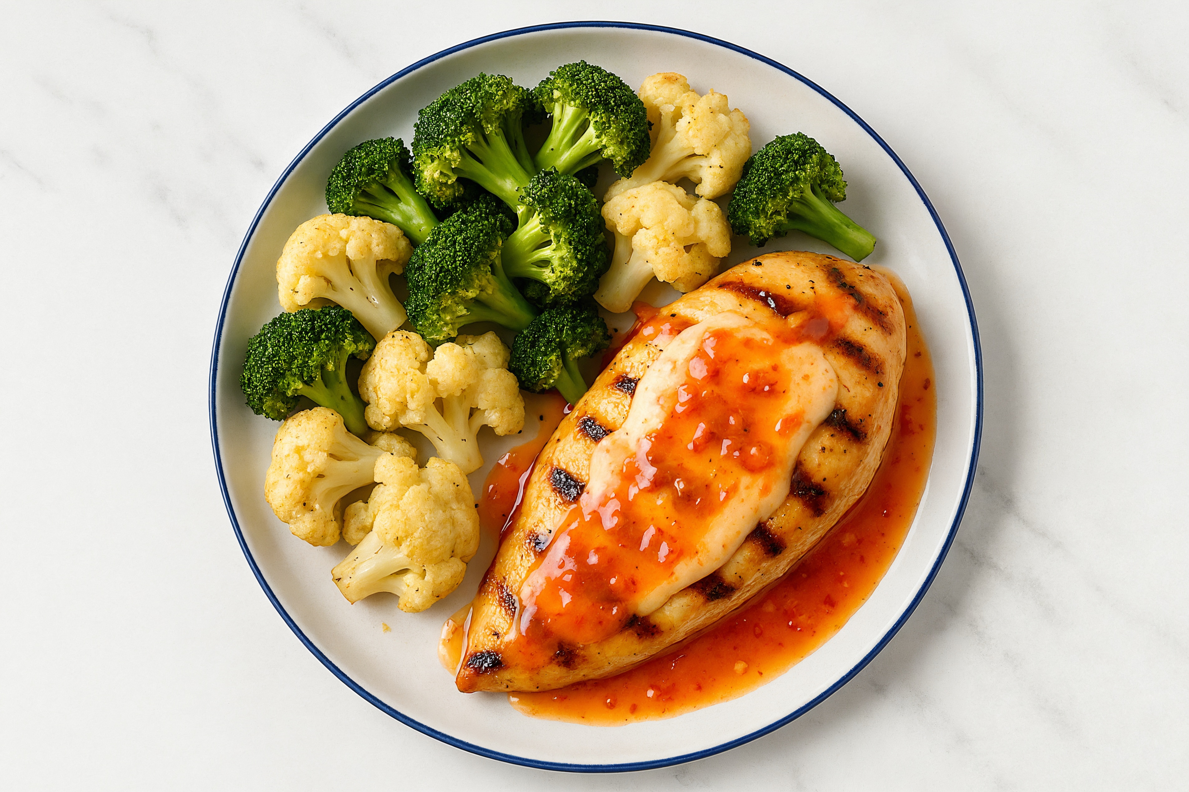 Bang Chicken with Roasted Organic Broccoli + Cauliflower