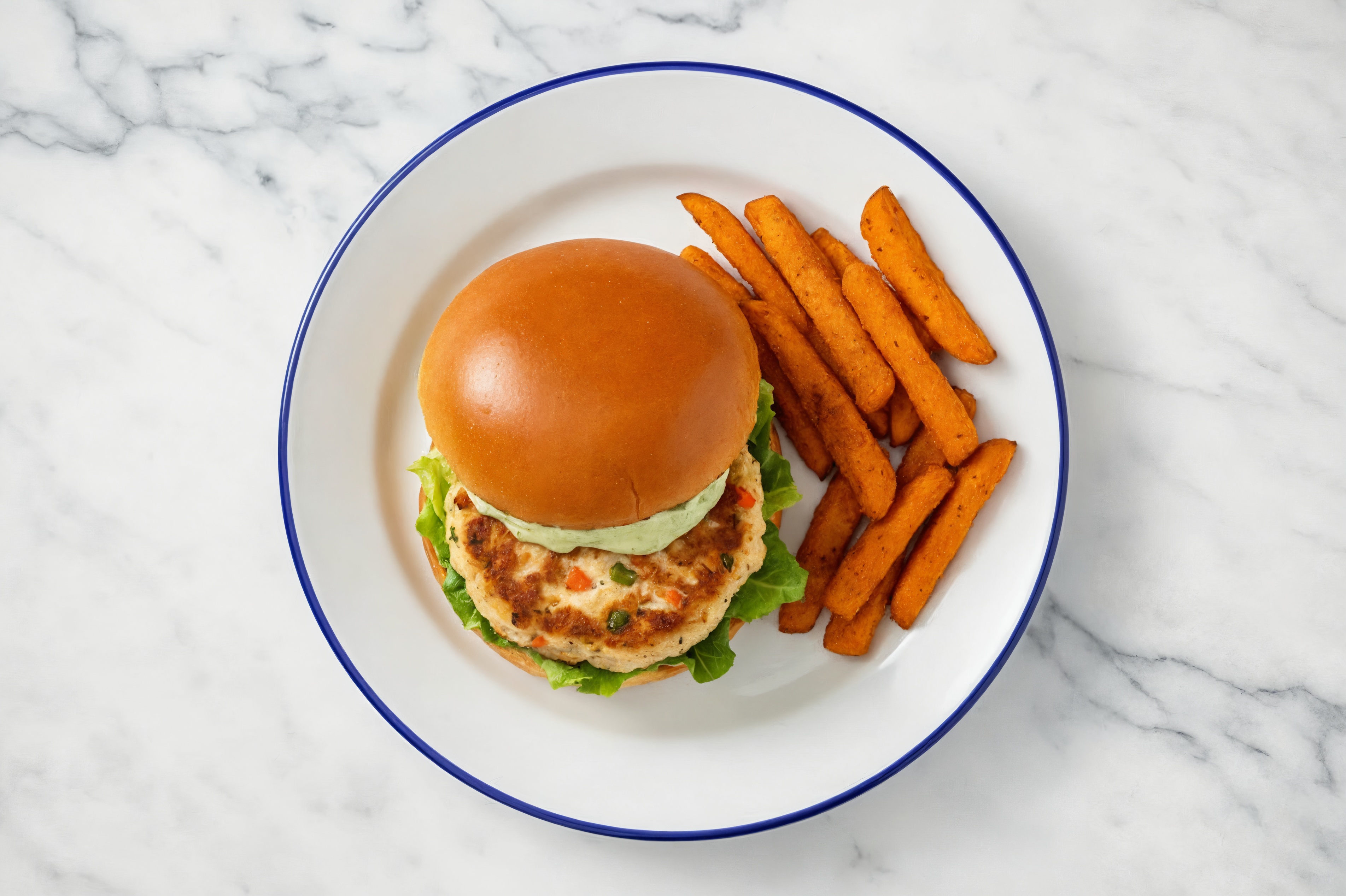 Pesto Snow Crab Cakes Cake Brioche Burger + Fries