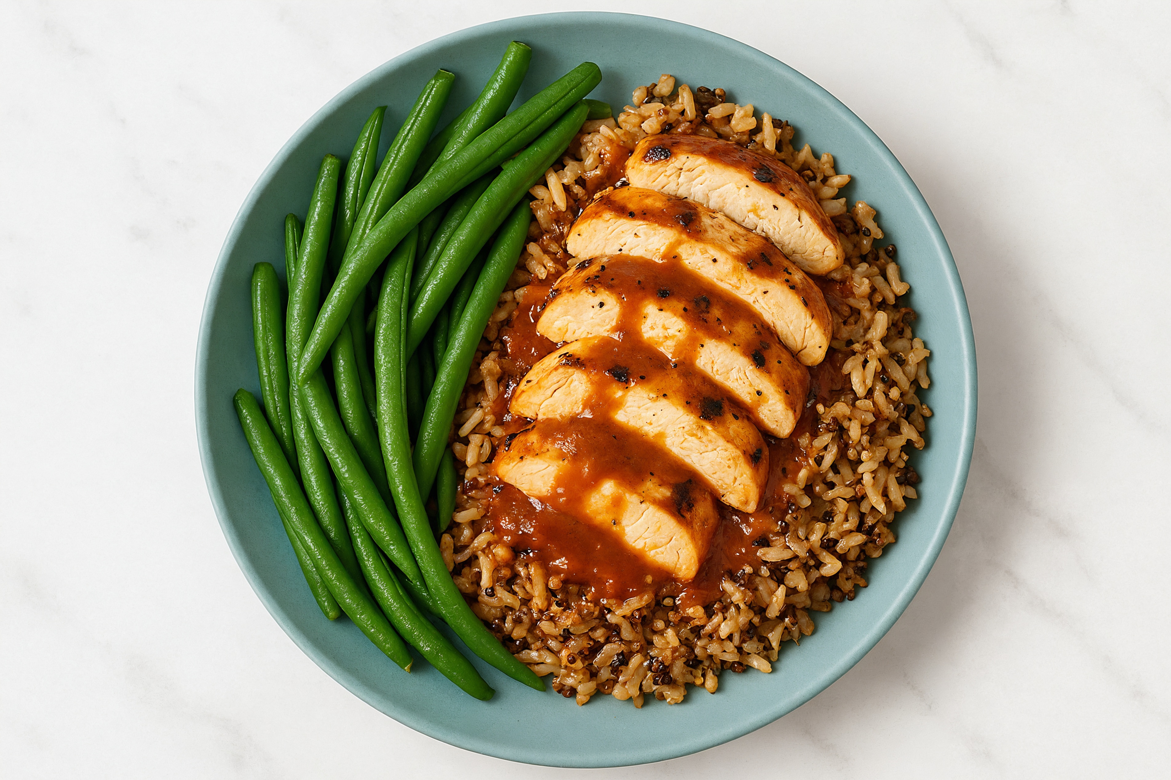 Gingery Grilled Chicken + Organic Green Bean Rice Bowl
