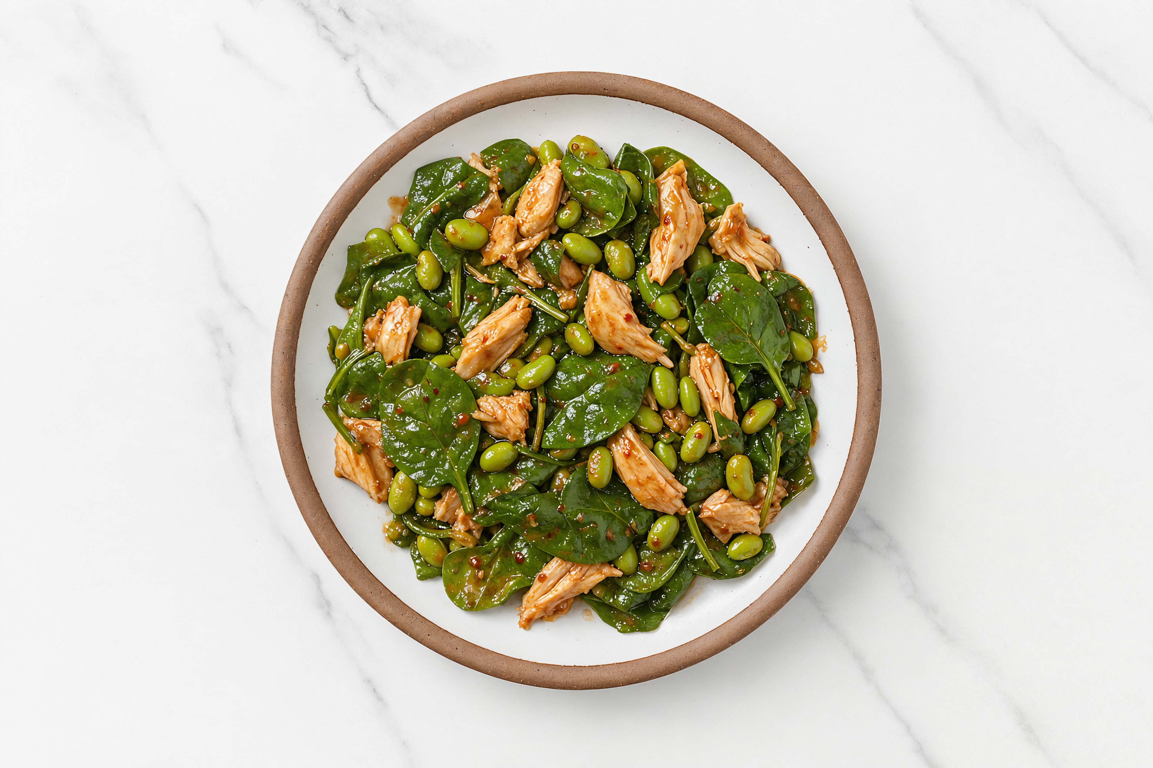 Sesame Ginger Chicken + Edamame Spinach Salad